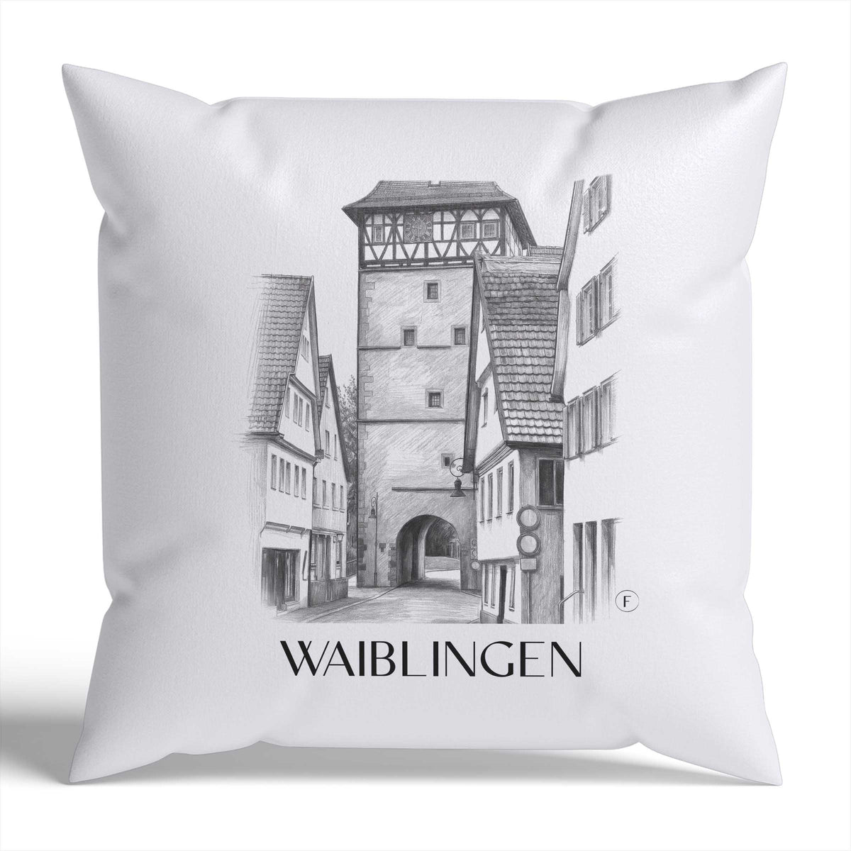 Waiblingen Kissenhülle - Zierkissen Bezug - Deutschland - Deutschland Kissen bzw. Kissenbezug im Zeichnung Stil - favplace