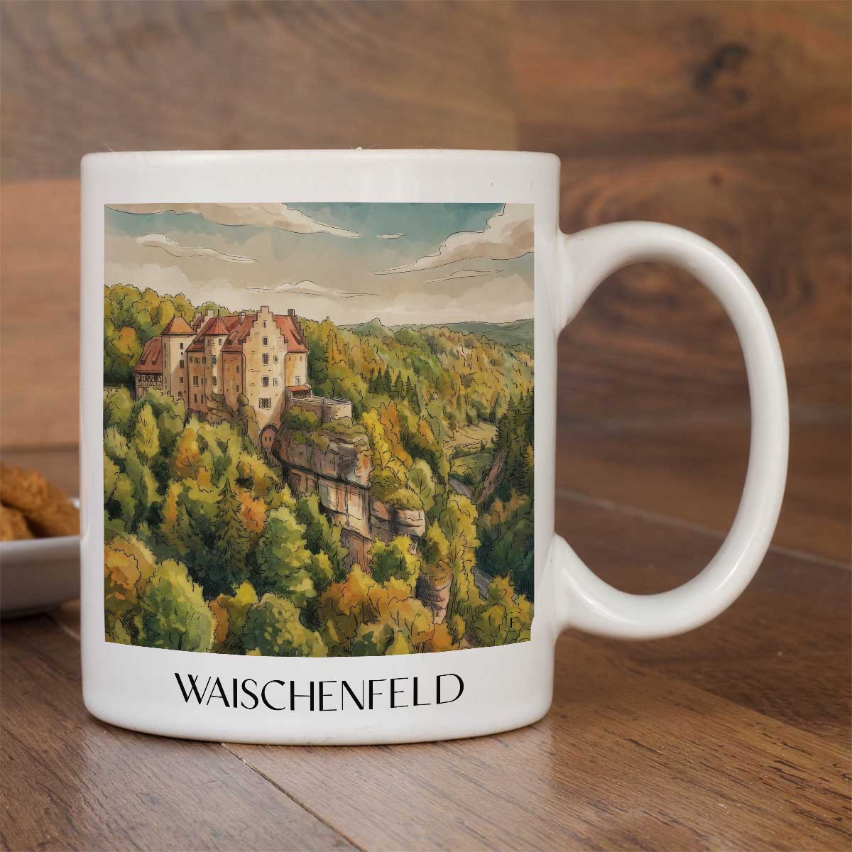 waischenfeld-fränkische-schweiz-deutschland-kaffeebecher-aquarell