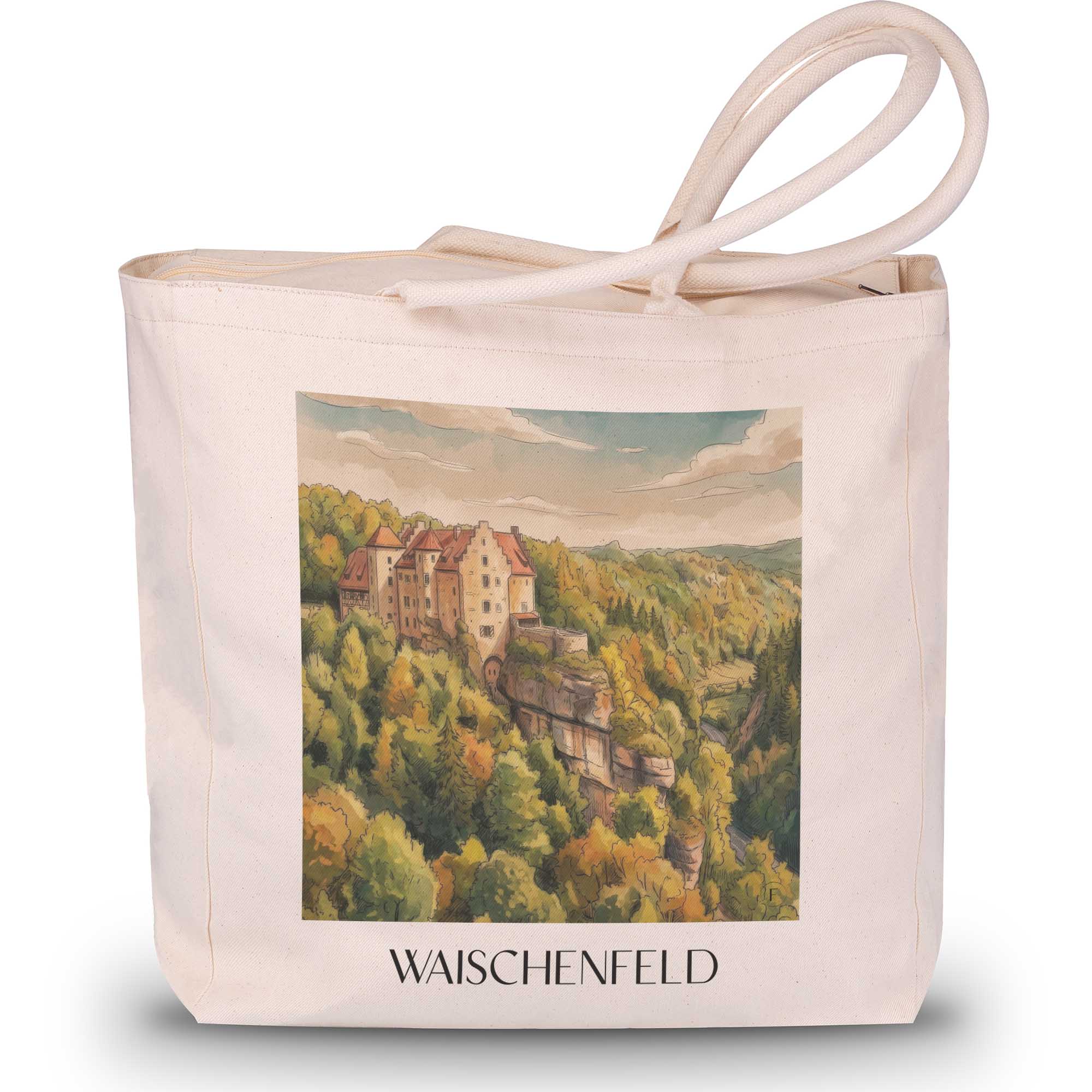 waischenfeld-fränkische-schweiz-deutschland-einkaufstasche-aquarell