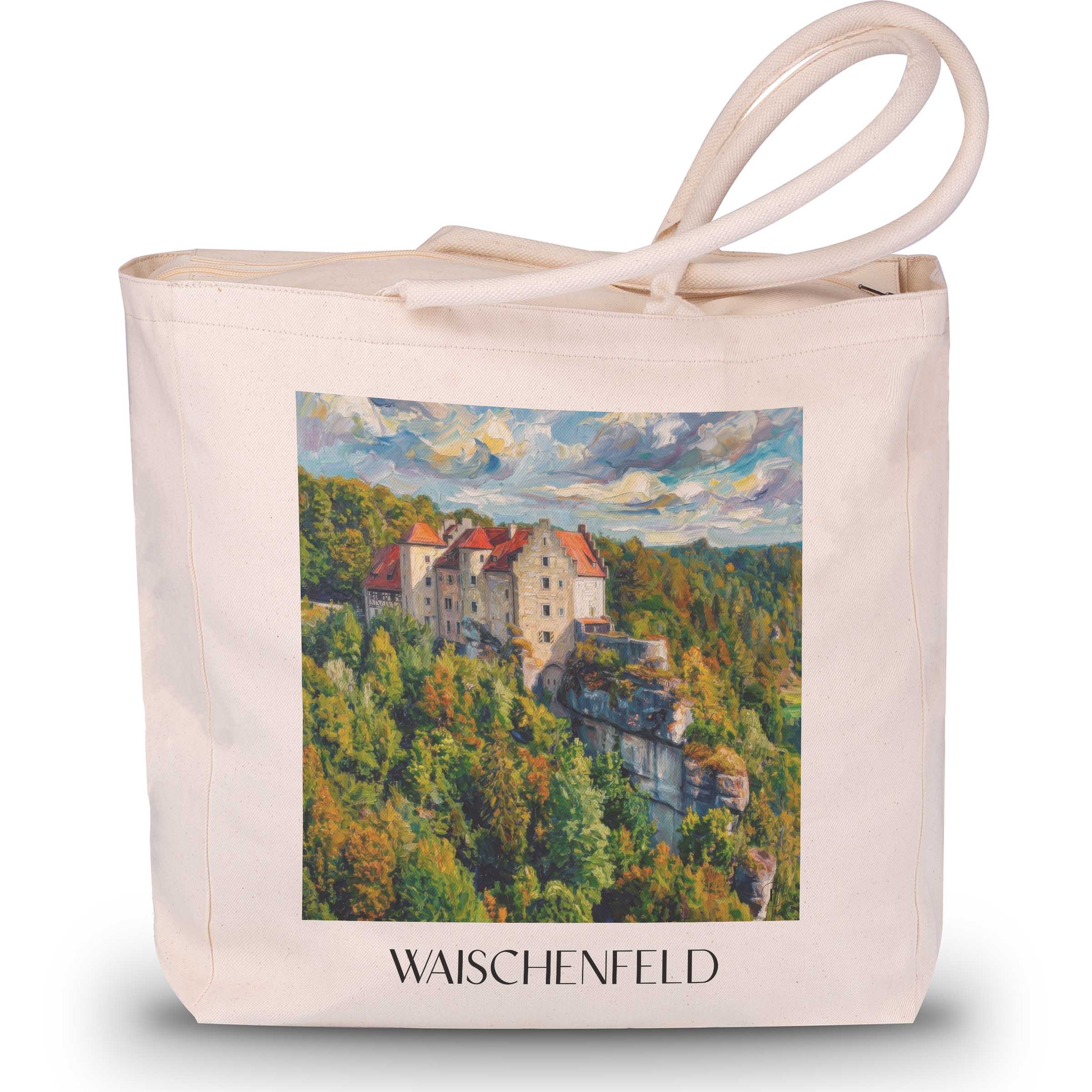 waischenfeld-fränkische-schweiz-deutschland-einkaufstasche-oil-painting-oelgemaelde