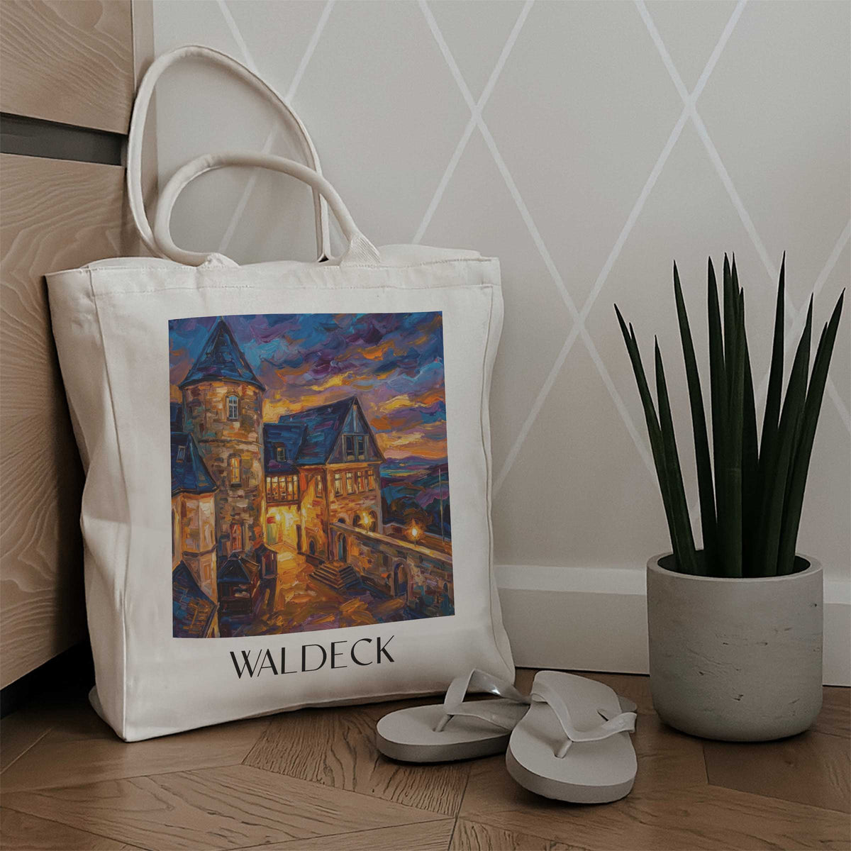 waldeck-hessen-deutschland-einkaufstasche-oil-painting-oelgemaelde