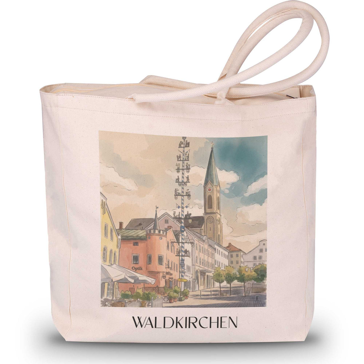 Waldkirchen Shopping Tasche - Bayerischer Wald - Deutschland Tote Bag - Einkaufstasche im Aquarell Stil - favplace