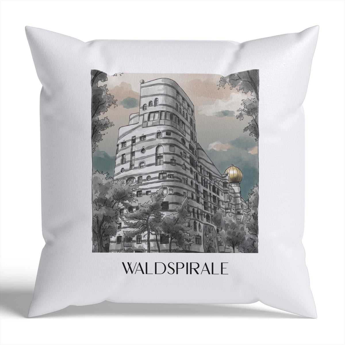 waldspirale-darmstadt-deutschland-kissenbezug-aquarell-schwarz-weiss