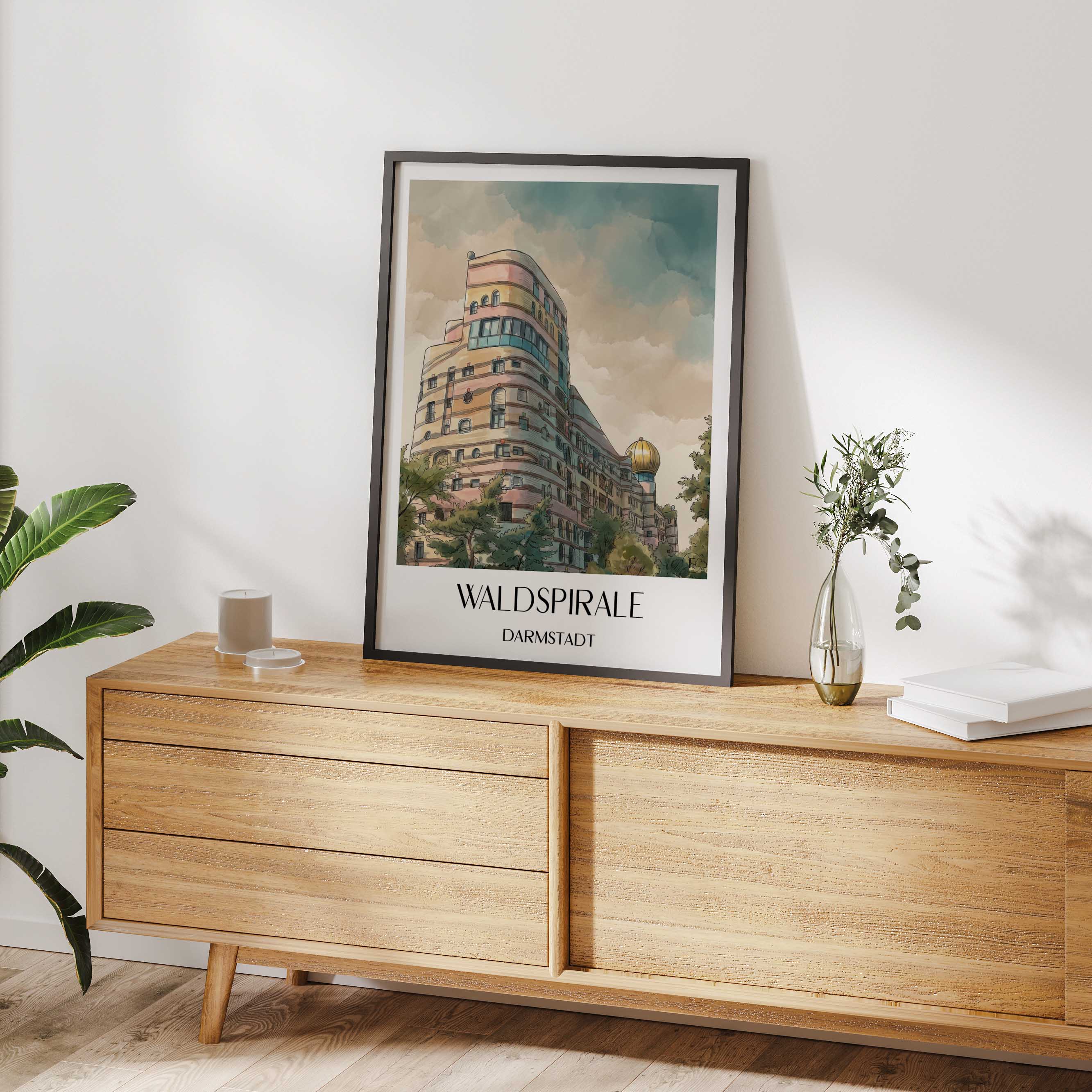 waldspirale-darmstadt-deutschland-poster-aquarell