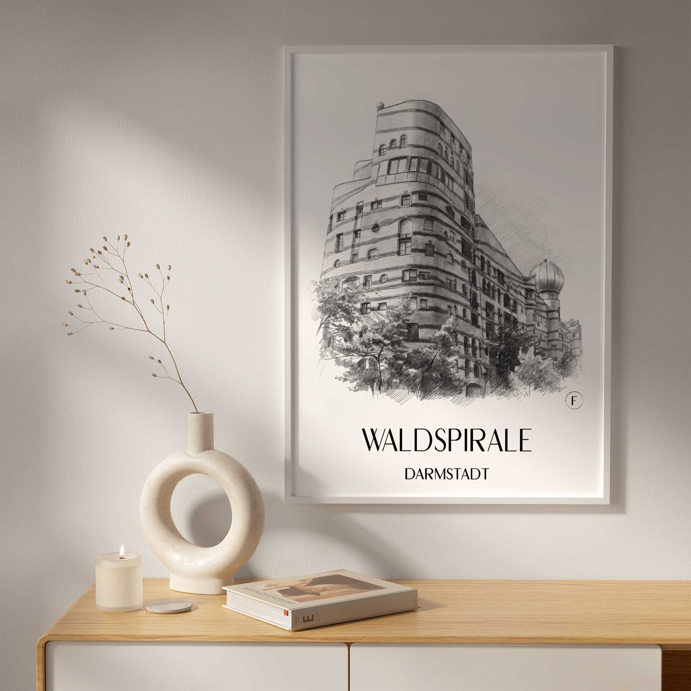 waldspirale-darmstadt-deutschland-poster-bleistift-zeichnung-drawing