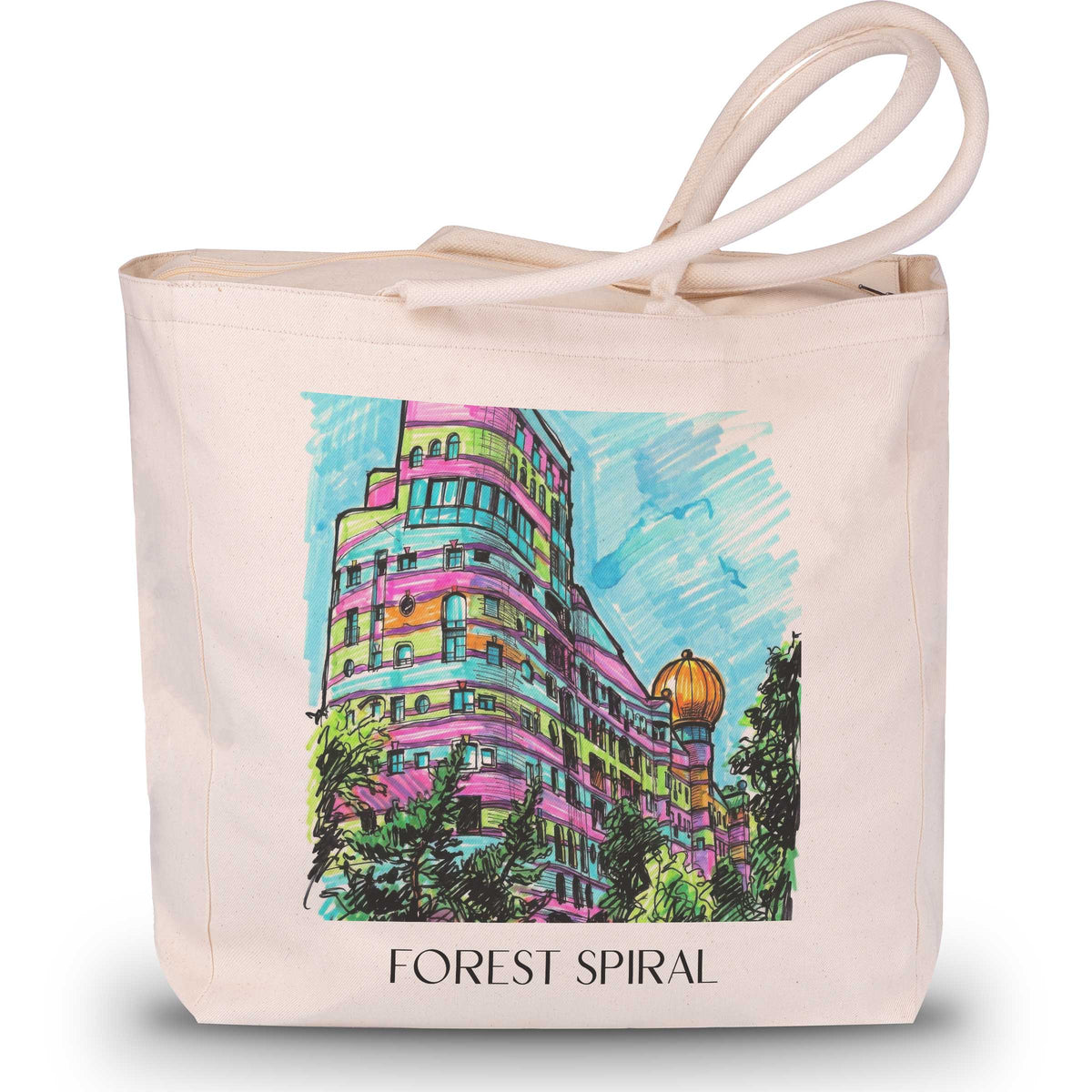 Waldspirale Shopping Tasche - Darmstadt - Deutschland Tote Bag - Einkaufstasche im Tag Graffiti Stil - favplace