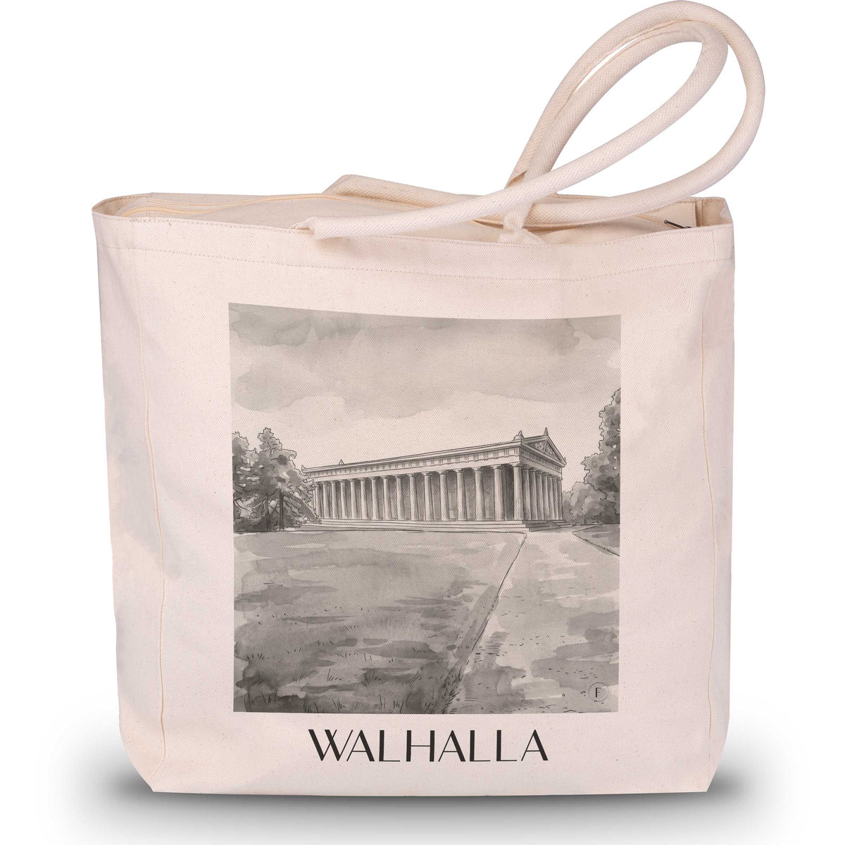 Walhalla Shopping Tasche - Regensburg - Deutschland Tote Bag - Einkaufstasche im Aquarell Schwarz-Weiß Stil - favplace