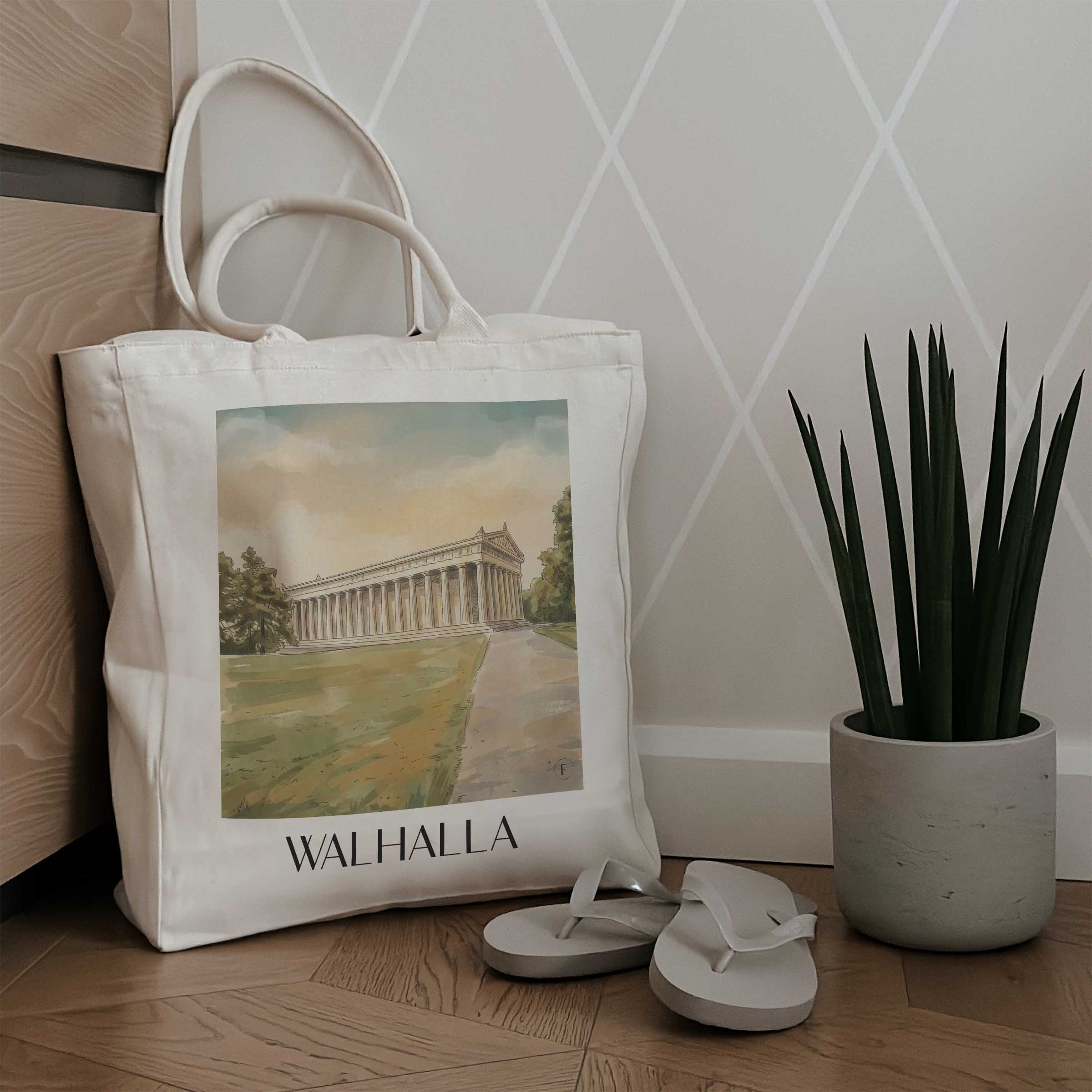 walhalla-regensburg-deutschland-einkaufstasche-aquarell