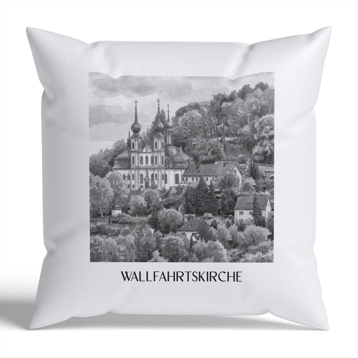 wallfahrtskirche-würzburg-deutschland-kissenbezug-aquarell-schwarz-weiss