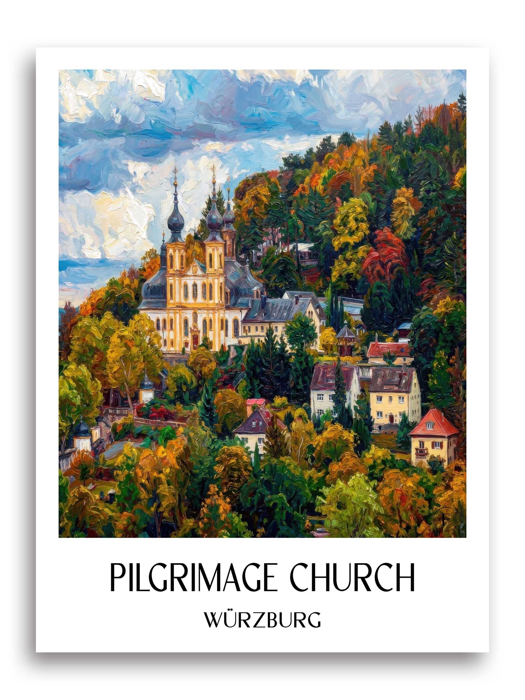 Wallfahrtskirche Poster - Würzburg - Deutschland Kunstdruck - Ölgemälde von A4 bis A1 - favplace