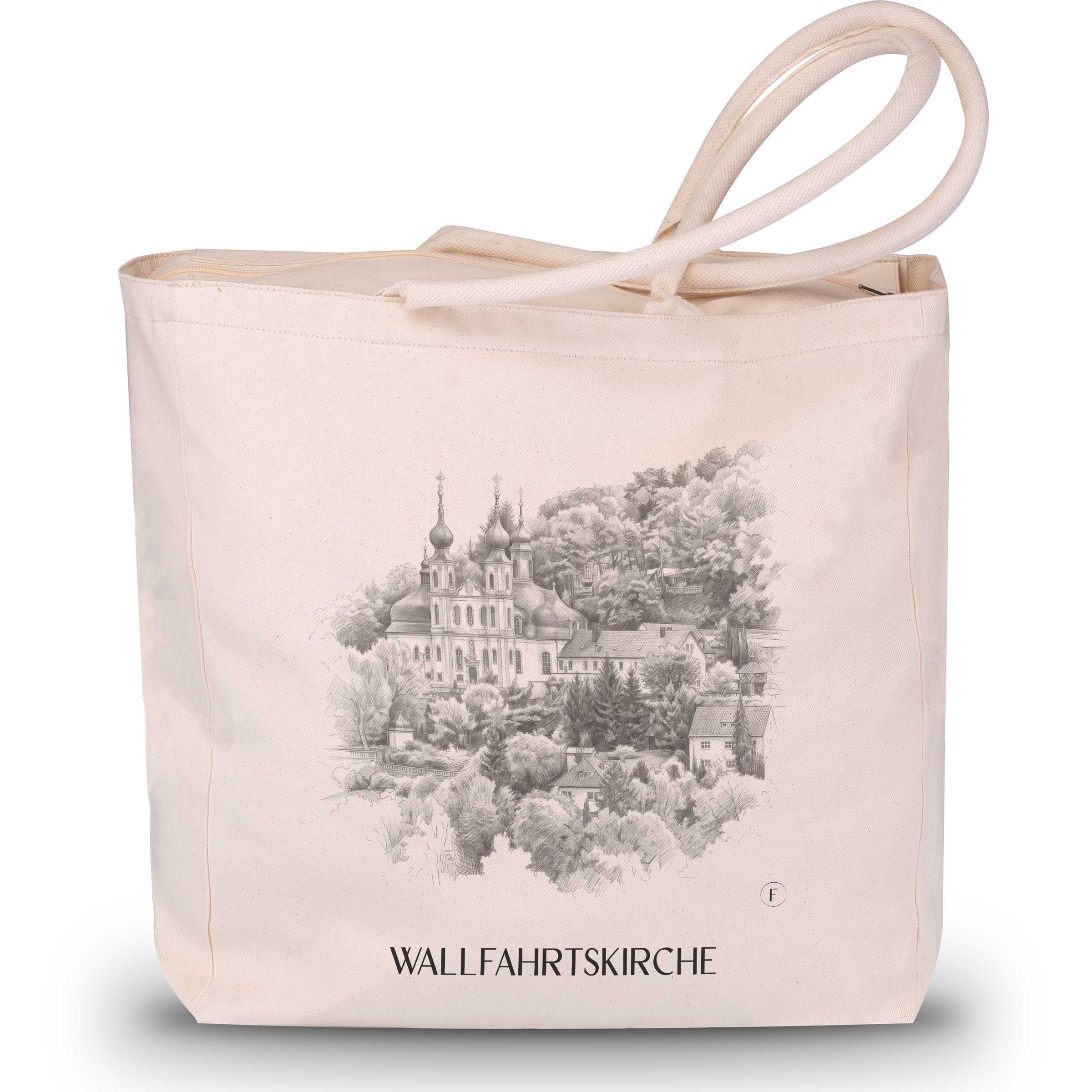 wallfahrtskirche-würzburg-deutschland-einkaufstasche-bleistift-zeichnung-drawing