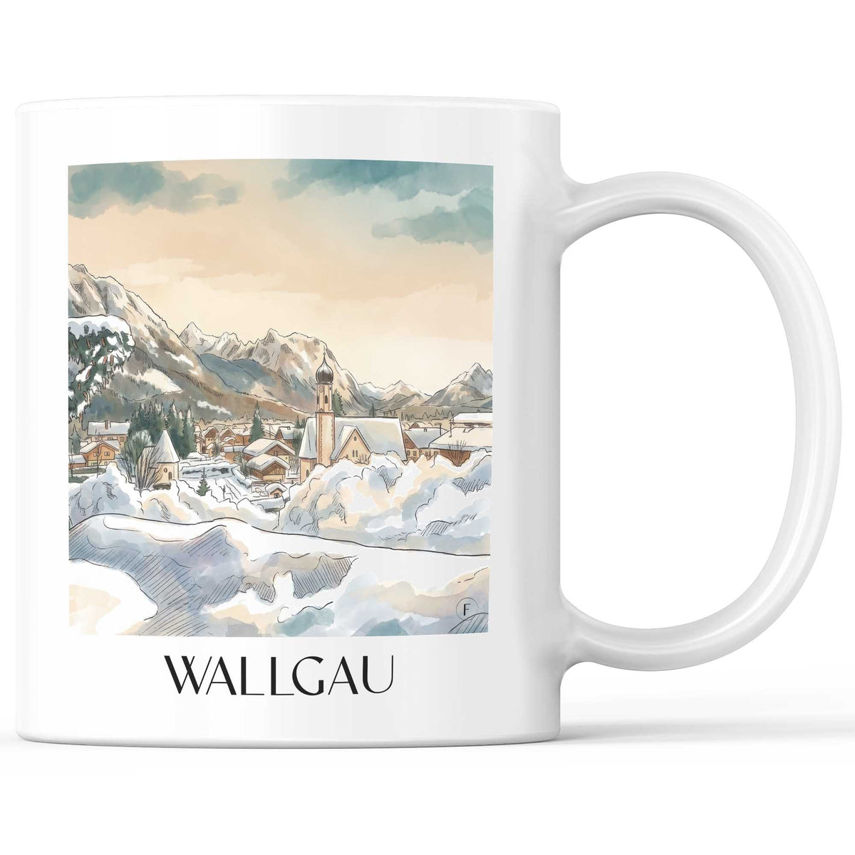 Wallgau Kaffeebecher - Werdenfelser Land - Deutschland Becher - Kaffeetasse im Aquarell Stil - favplace