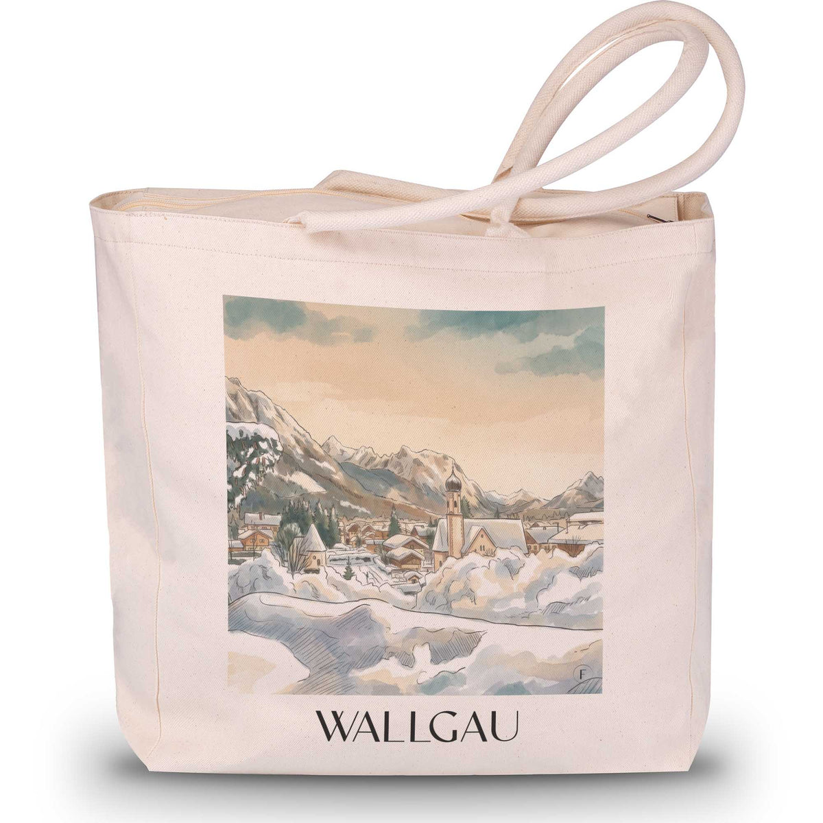Wallgau Shopping Tasche - Werdenfelser Land - Deutschland Tote Bag - Einkaufstasche im Aquarell Stil - favplace