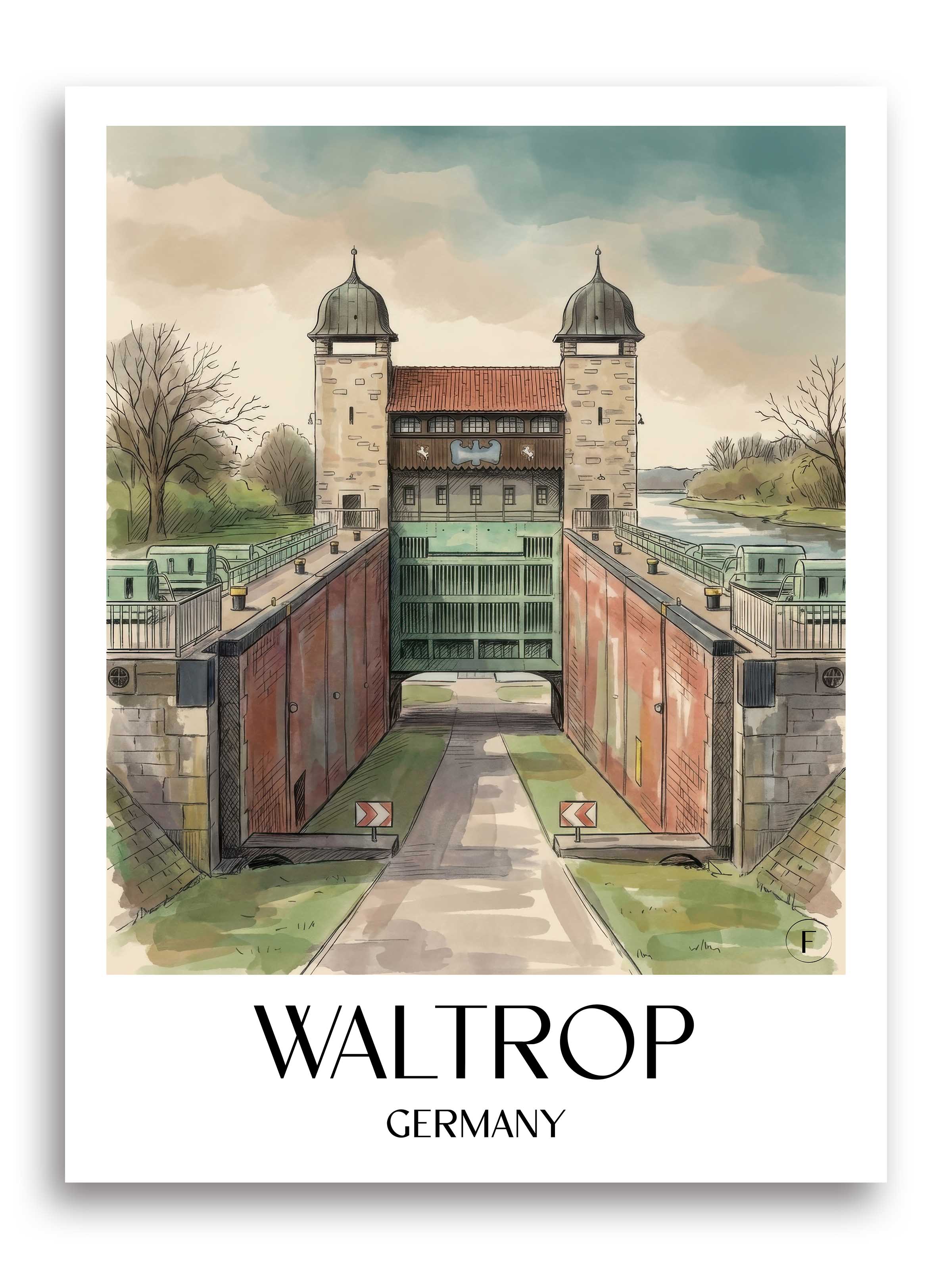 Waltrop Poster - Ruhrgebiet - Deutschland Kunstdruck - Aquarell von A4 bis A1 - favplace