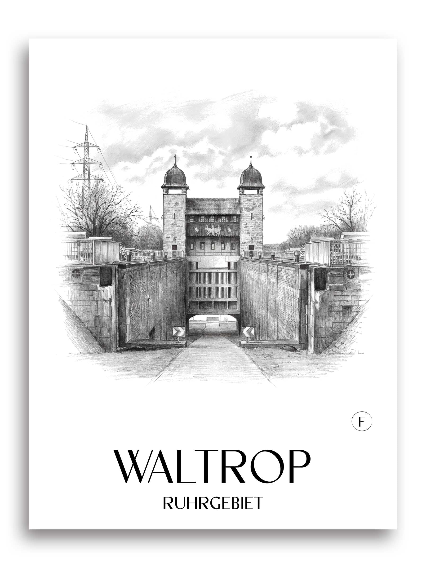 waltrop-ruhrgebiet-deutschland-poster-bleistift-zeichnung-drawing