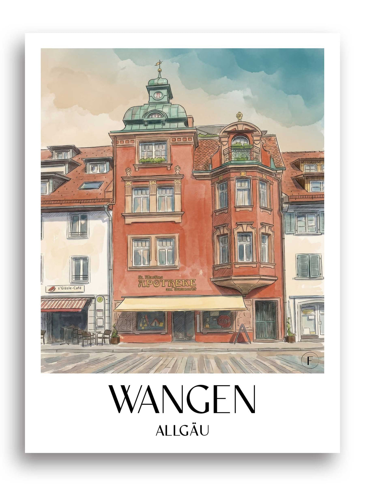wangen-allgäu-deutschland-poster-aquarell