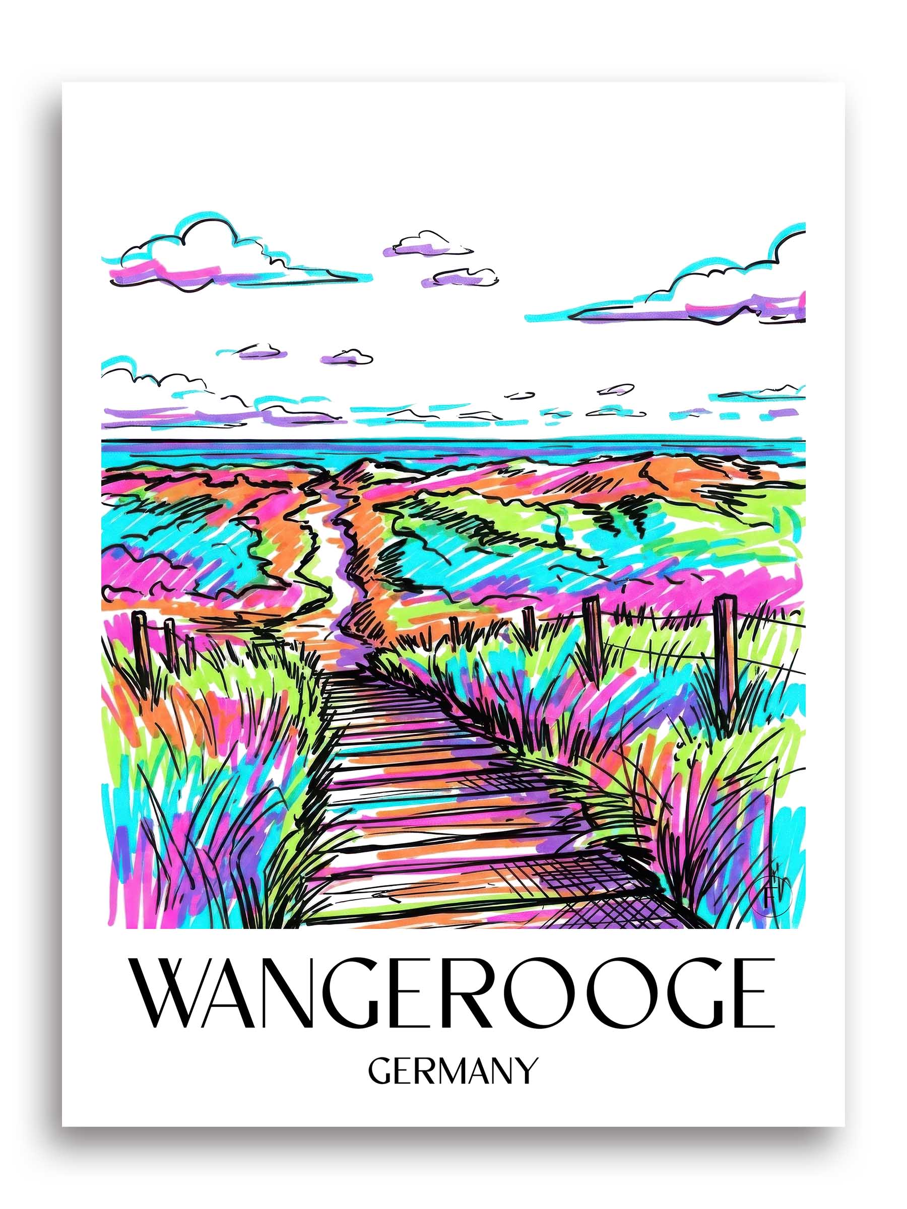 Wangerooge Poster - - Deutschland Kunstdruck - Tag Graffiti von A4 bis A1 - favplace