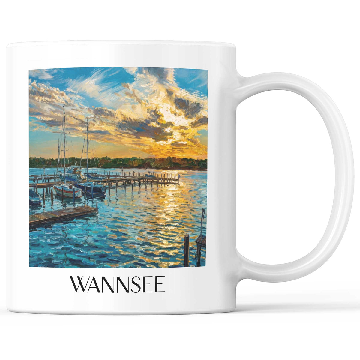 Wannsee Kaffeebecher - Berlin - Deutschland Becher - Kaffeetasse im Ölgemälde Stil - favplace