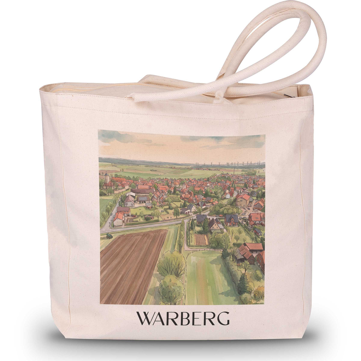 Warberg Shopping Tasche - Niedersachsen - Deutschland Tote Bag - Einkaufstasche im Aquarell Stil - favplace