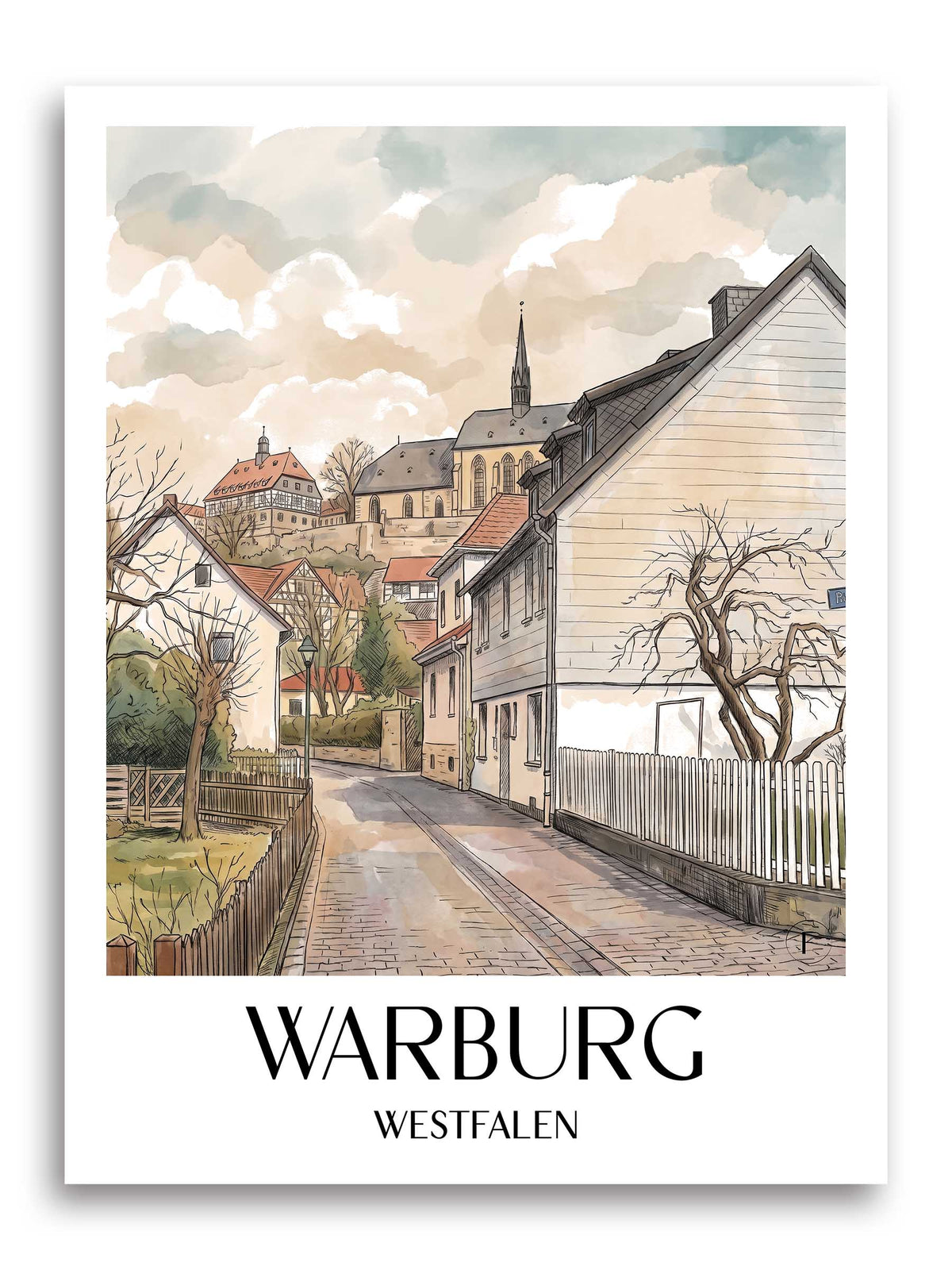 warburg-westfalen-deutschland-poster-aquarell