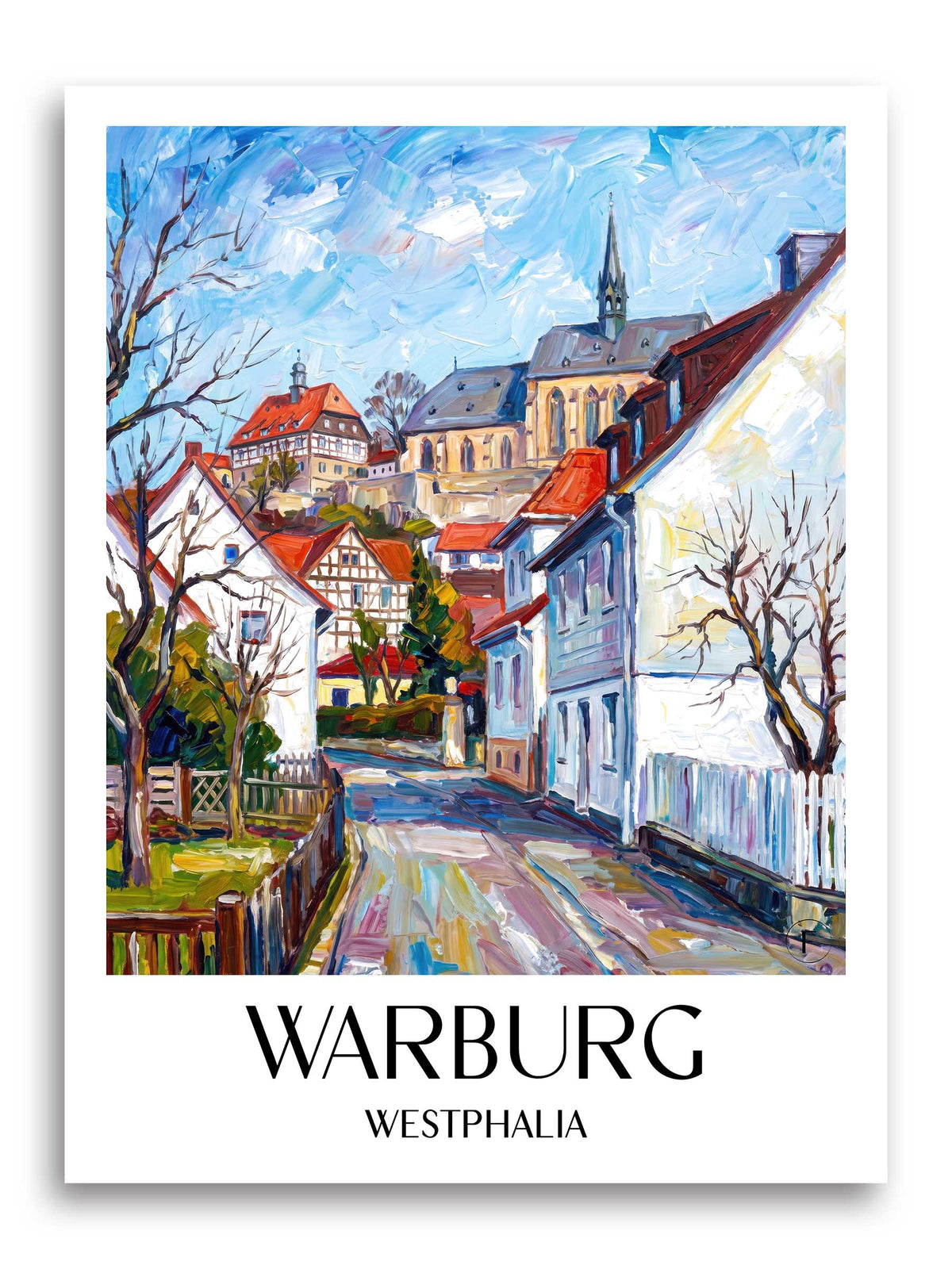 Warburg Poster - Westfalen - Deutschland Kunstdruck - Ölgemälde von A4 bis A1