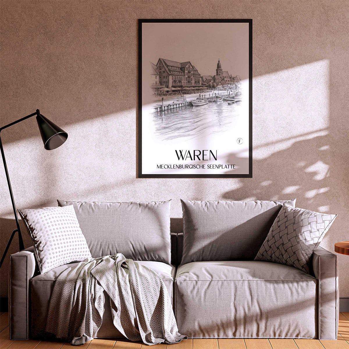 waren-mecklenburgische-seenplatte-deutschland-poster-bleistift-zeichnung-drawing