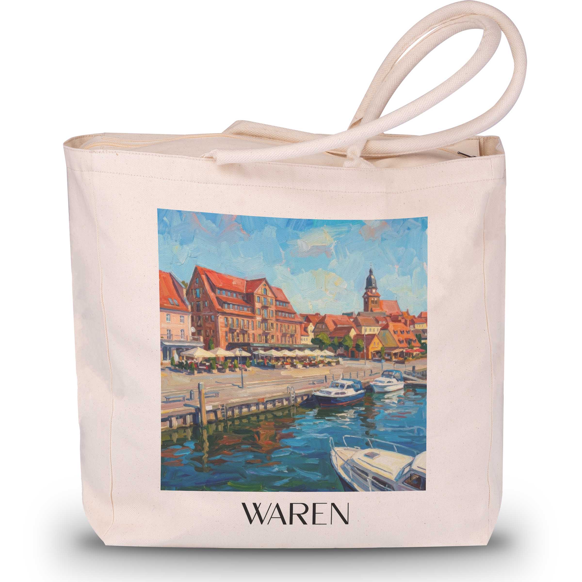 waren--mecklenburgische-seenplatte-deutschland-einkaufstasche-oil-painting-oelgemaelde