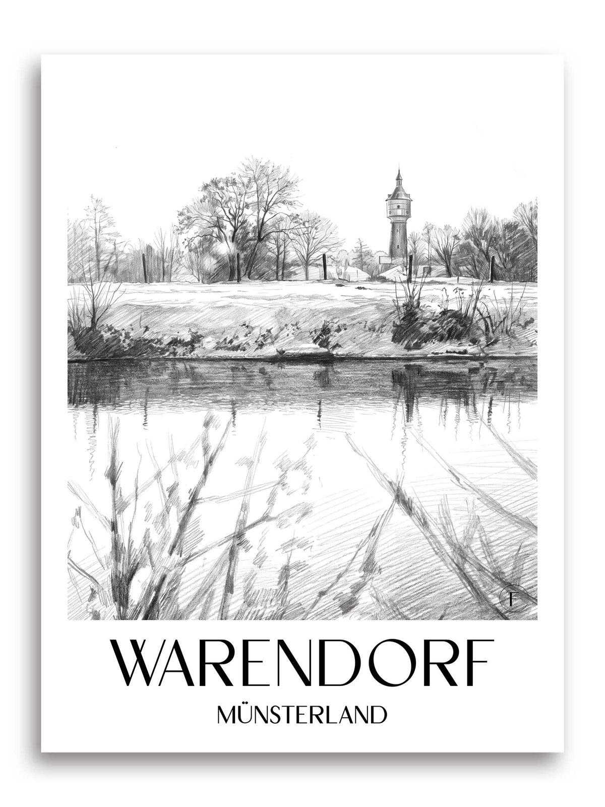 warendorf-münsterland-deutschland-poster-bleistift-zeichnung-drawing