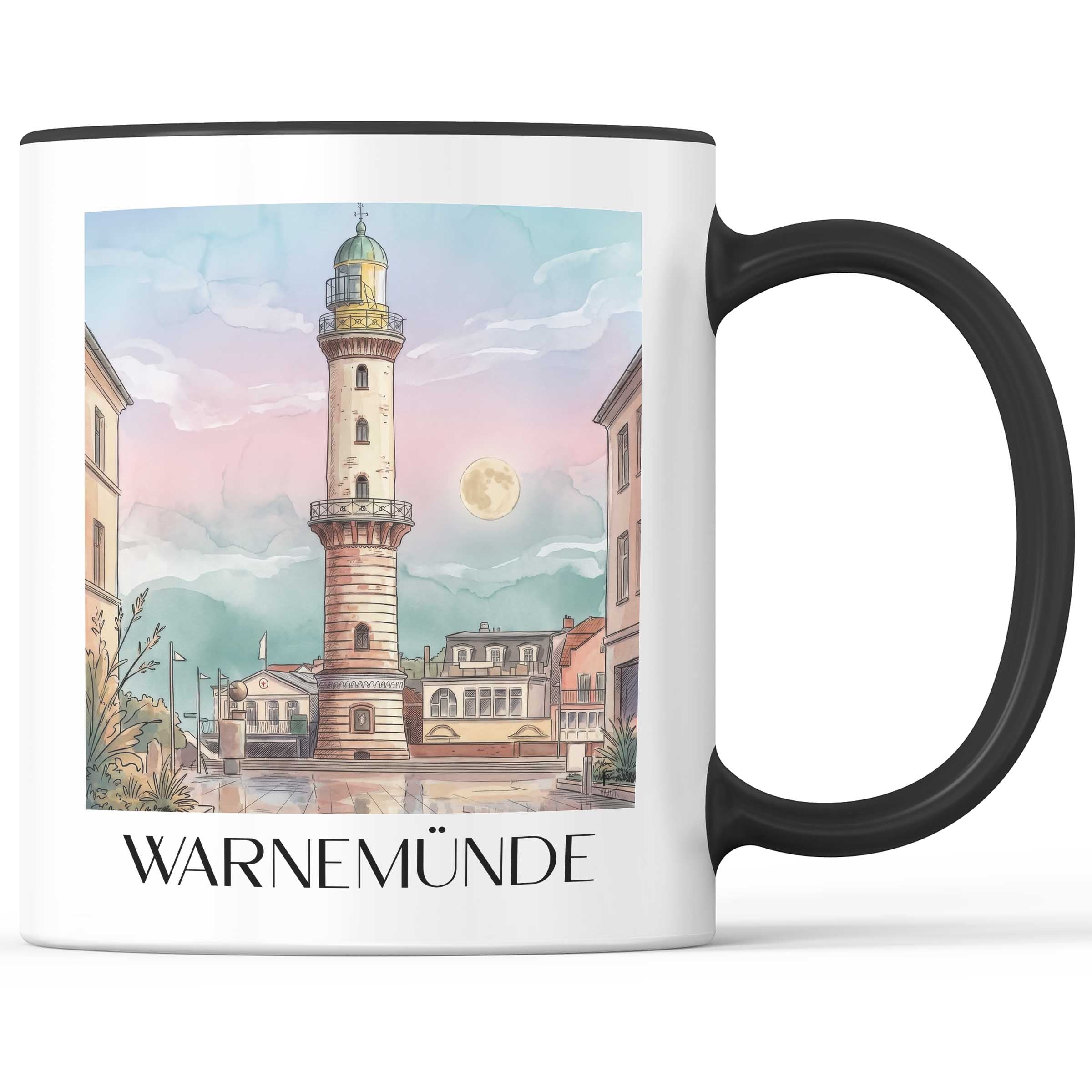 Warnemünde Kaffeebecher - Rostock - Deutschland Becher - Kaffeetasse im Aquarell Stil - favplace