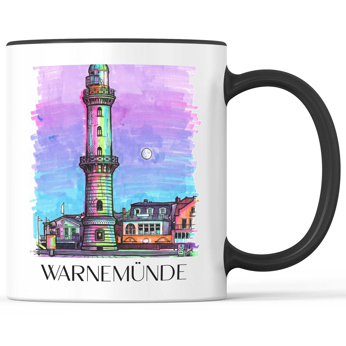 Warnemünde Kaffeebecher - Rostock - Deutschland Becher - Kaffeetasse im Tag Graffiti Stil - favplace