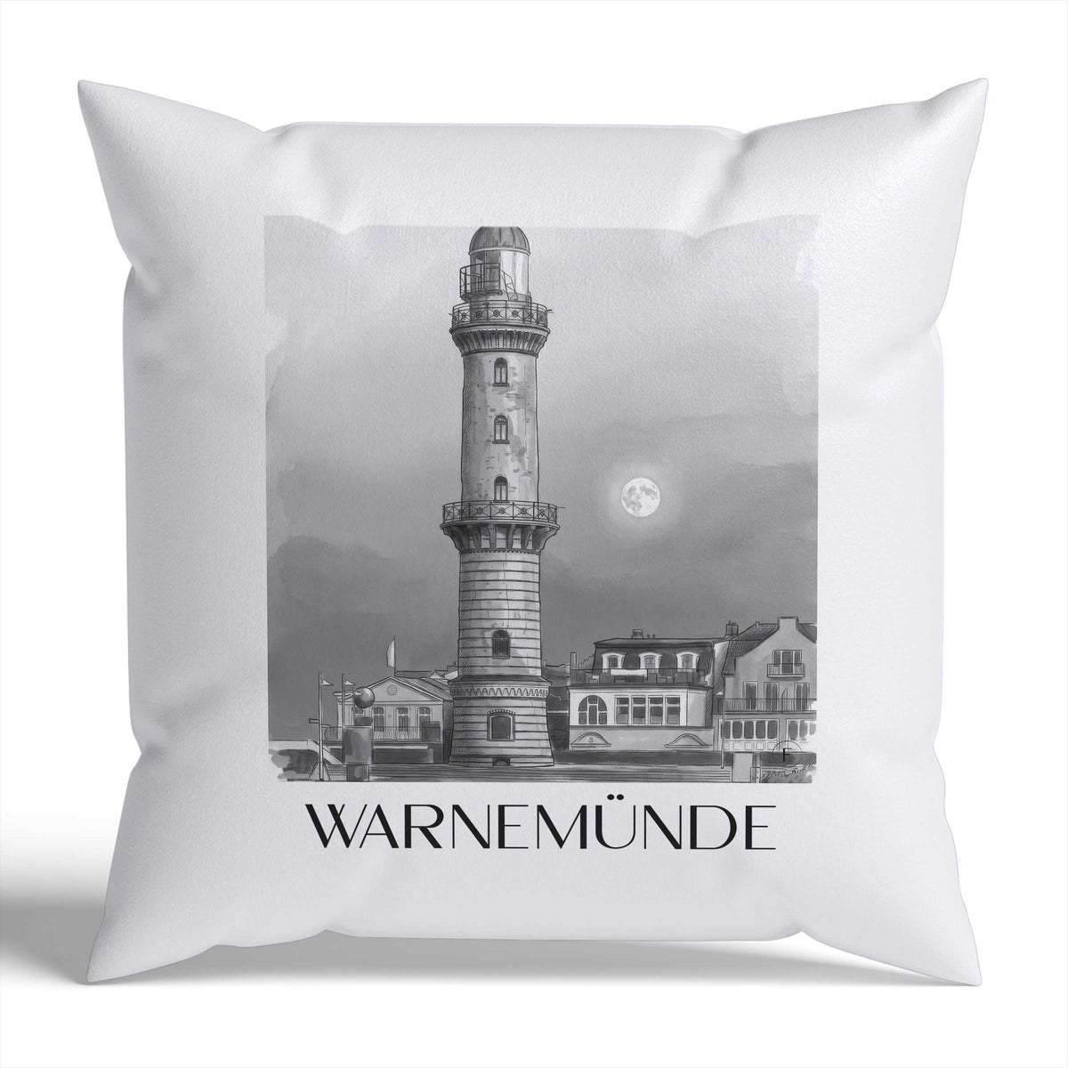 warnemünde-rostock-deutschland-kissenbezug-aquarell-schwarz-weiss