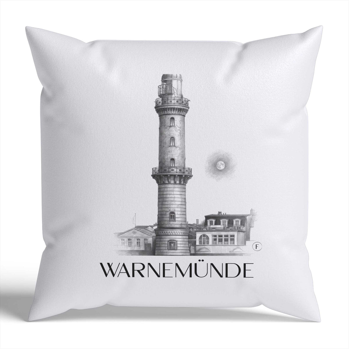 Warnemünde Kissenhülle - Zierkissen Bezug - Rostock - Deutschland Kissen bzw. Kissenbezug im Zeichnung Stil - favplace