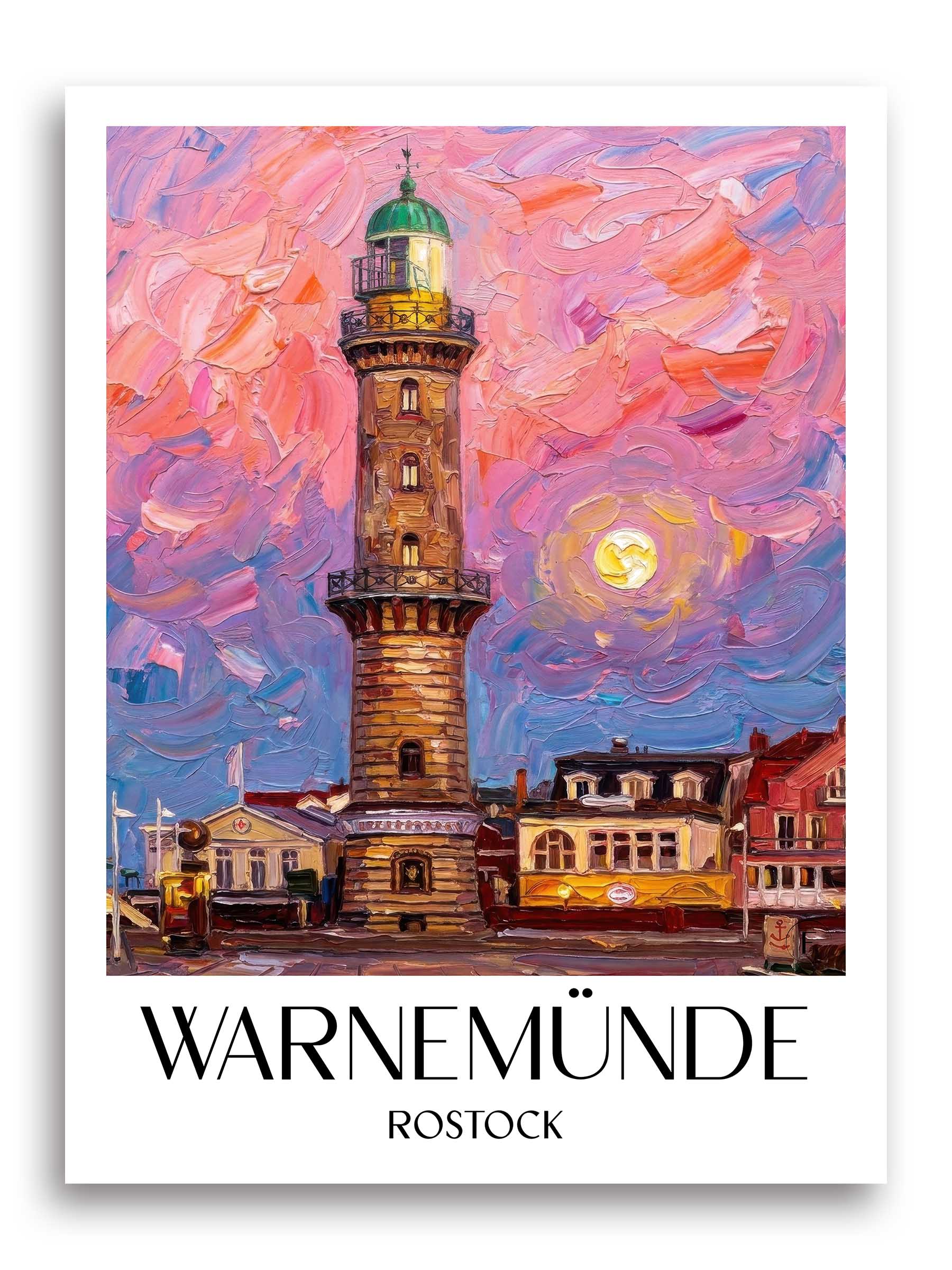 Warnemünde Poster - Rostock - Deutschland Kunstdruck - Ölgemälde von A4 bis A1 - favplace