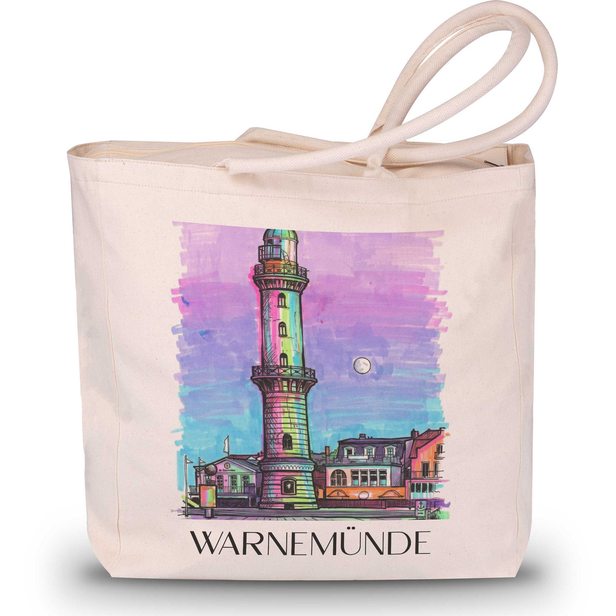 Warnemünde Shopping Tasche - Rostock - Deutschland Tote Bag - Einkaufstasche im Tag Graffiti Stil - favplace