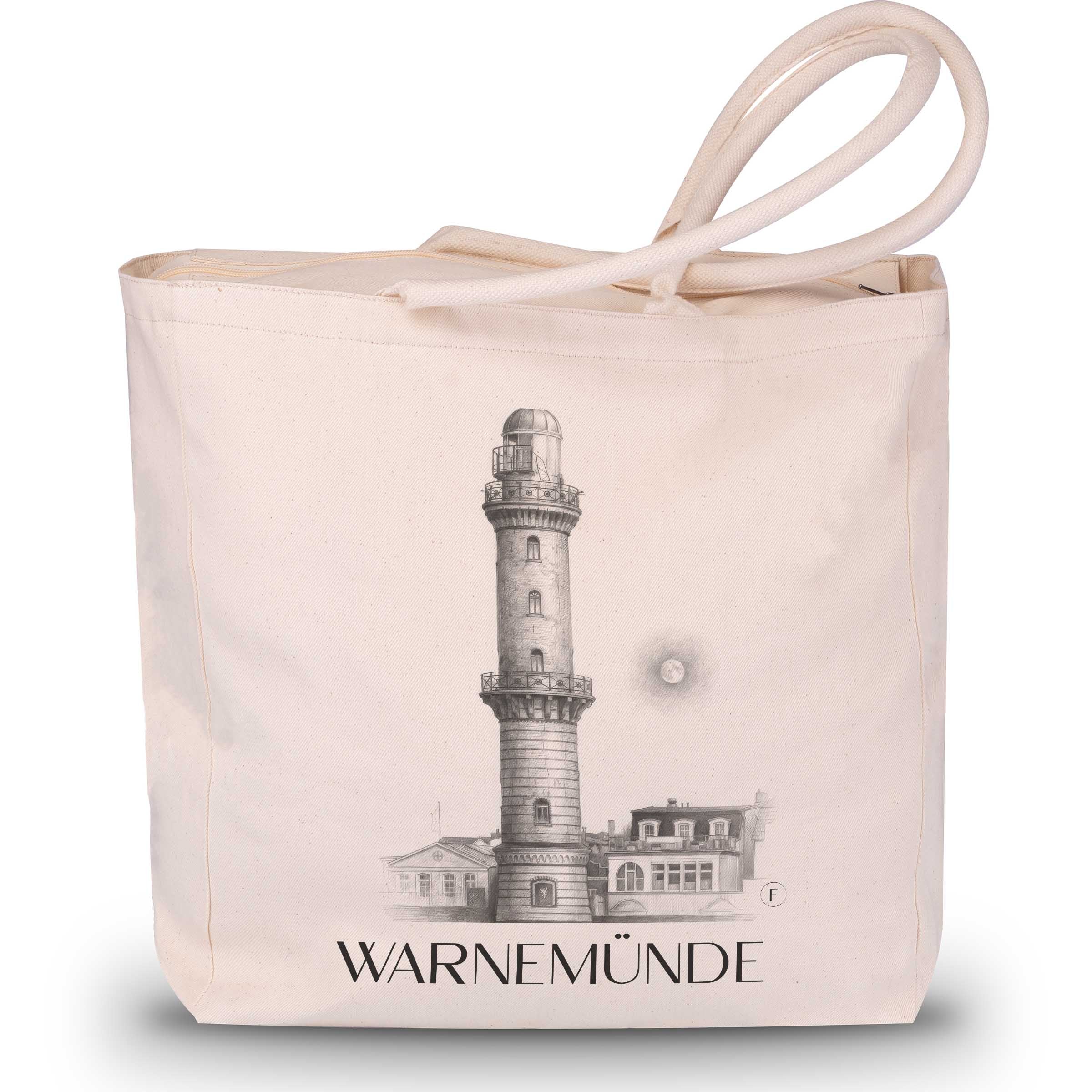 Warnemünde Shopping Tasche - Rostock - Deutschland Tote Bag - Einkaufstasche im Zeichnung Stil