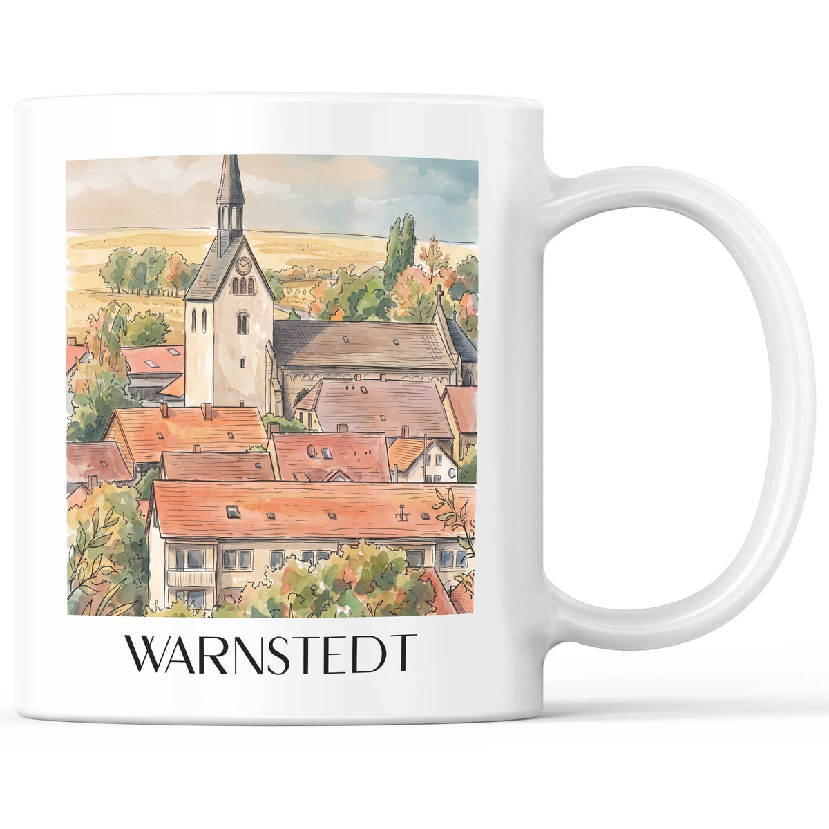 Warnstedt Kaffeebecher - Harzvorland - Deutschland Becher - Kaffeetasse im Aquarell Stil - favplace
