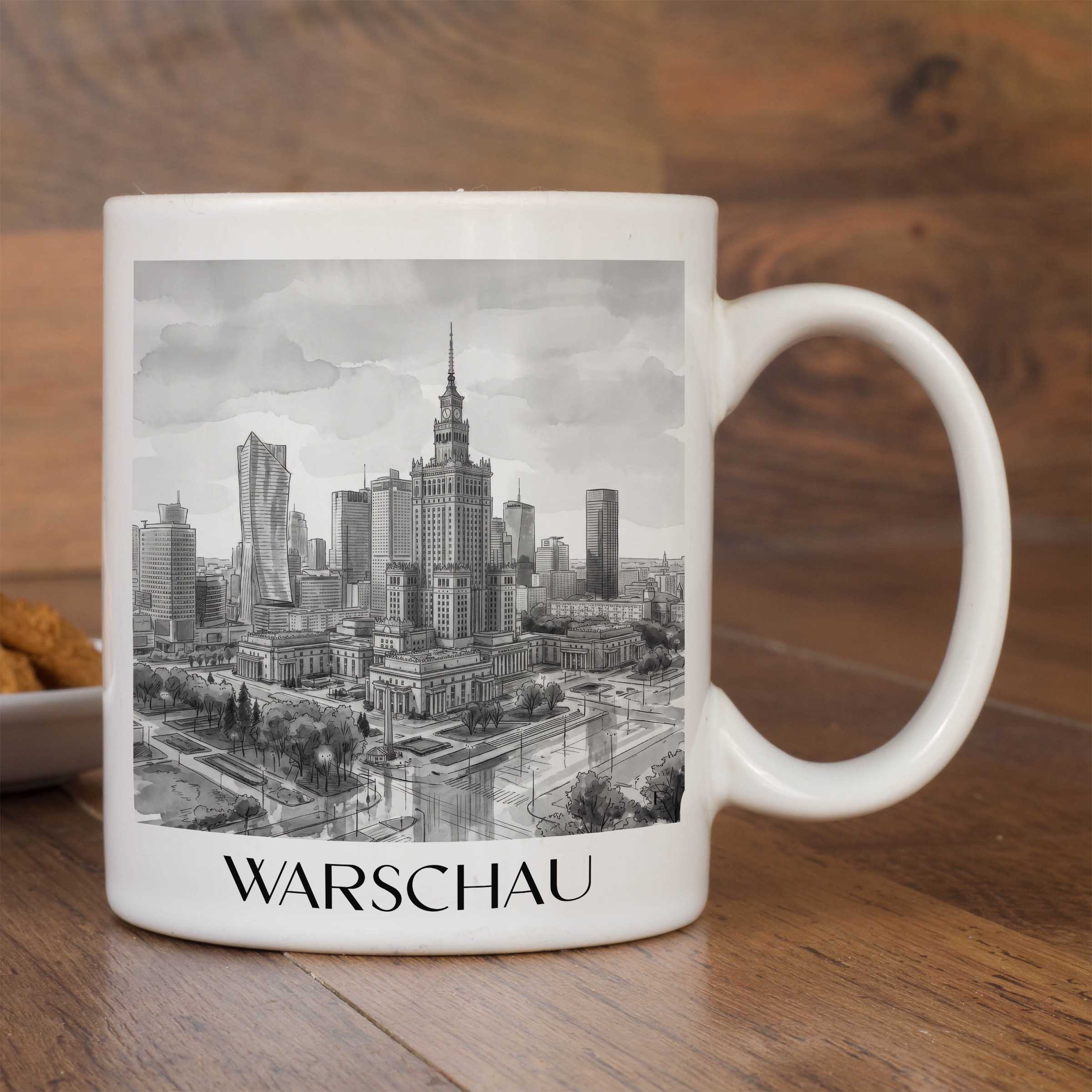 warschau-polen-kaffeebecher-aquarell-schwarz-weiss
