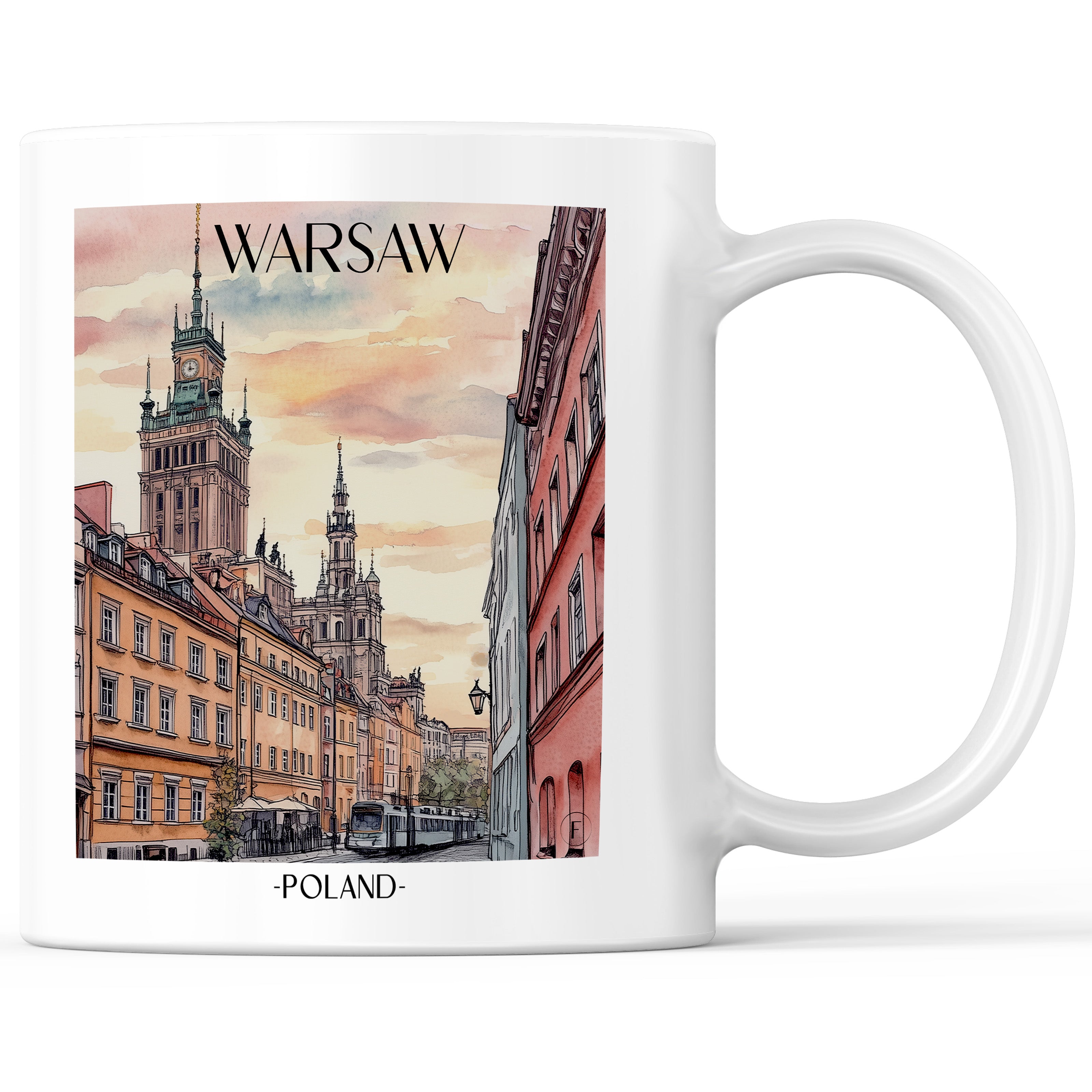 Warschau - Polen Becher - Kaffeetasse im Aquarell Stil - favplace