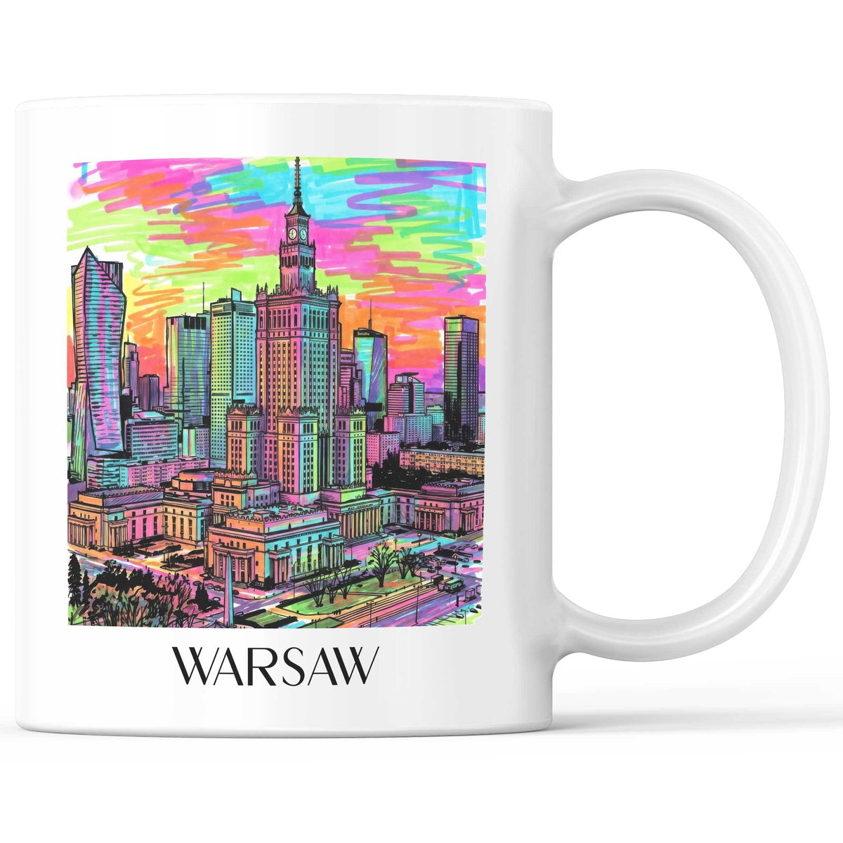 Warschau - Polen Becher - Kaffeetasse im Tag Graffiti Stil - favplace