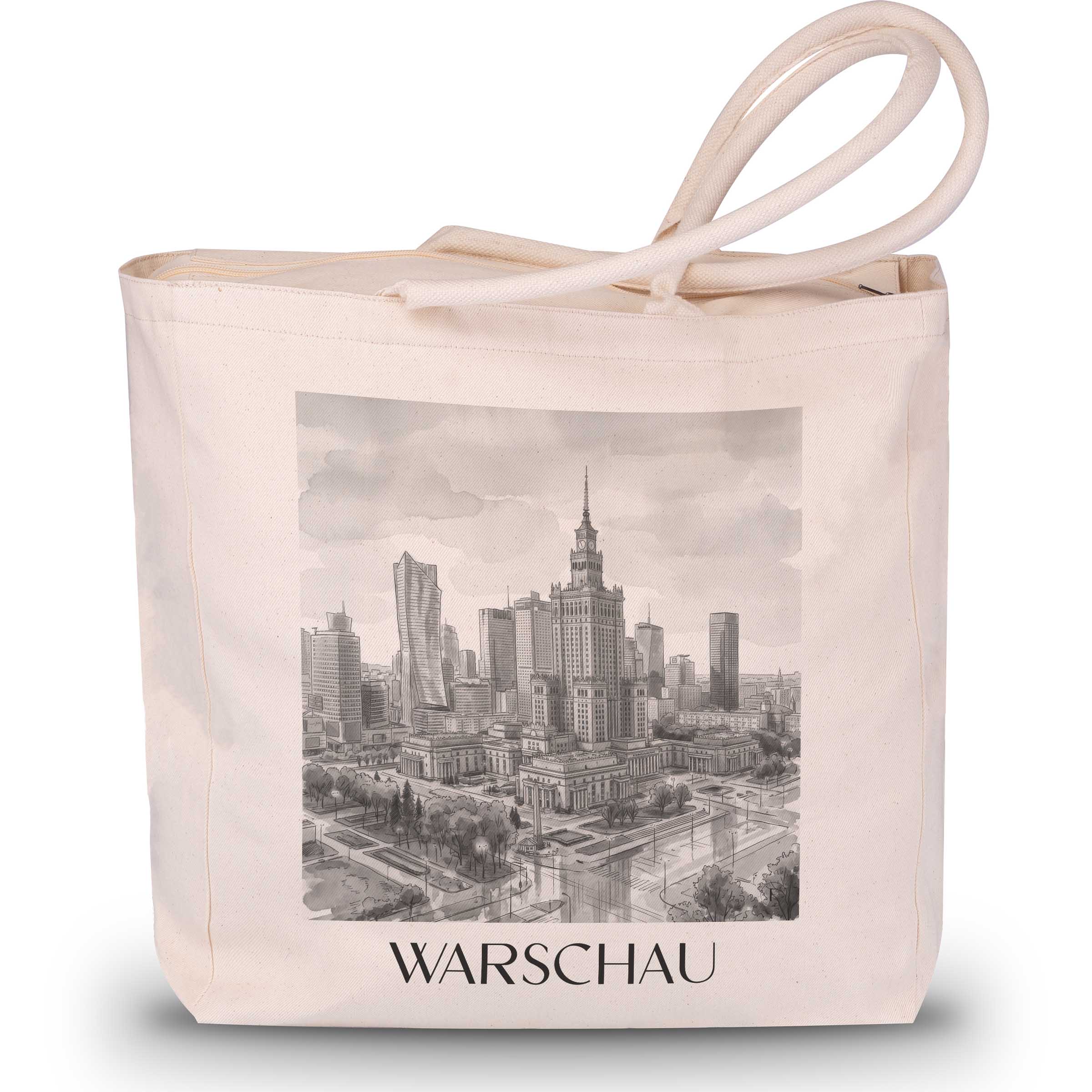 warschau-polen-einkaufstasche-aquarell-schwarz-weiss