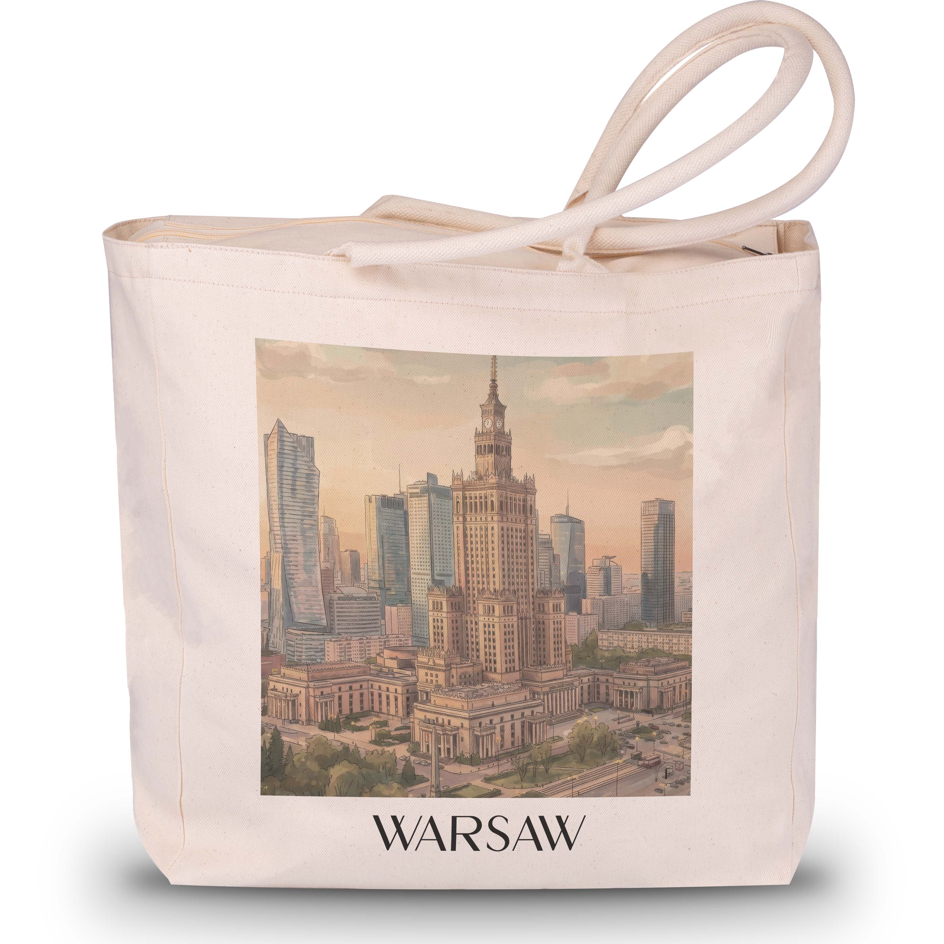 Warschau - Polen Tote Bag - Einkaufstasche im Aquarell Stil - favplace