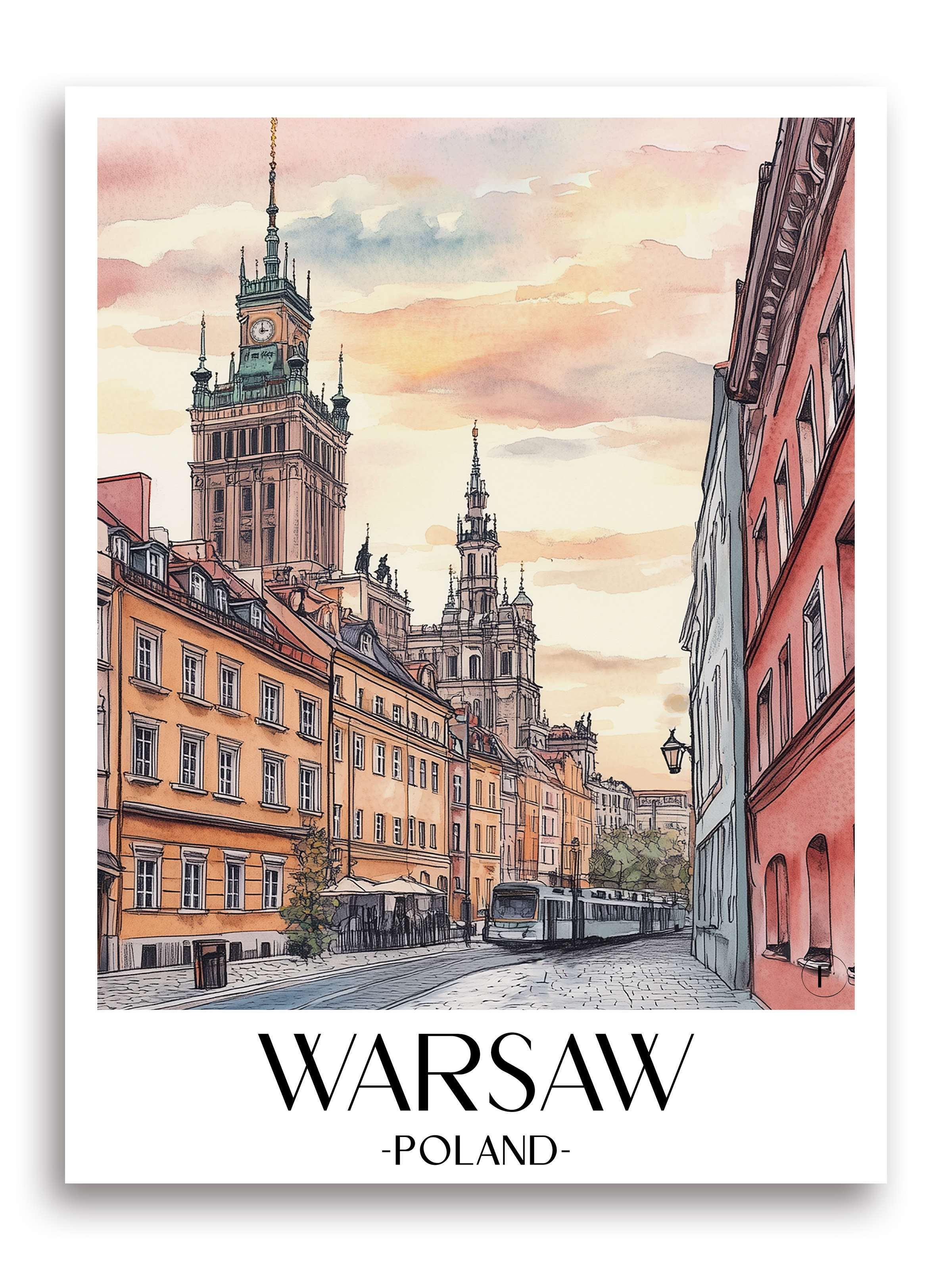 Warschau Poster - Polen Kunstdruck - Aquarell von A4 bis A1 - favplace