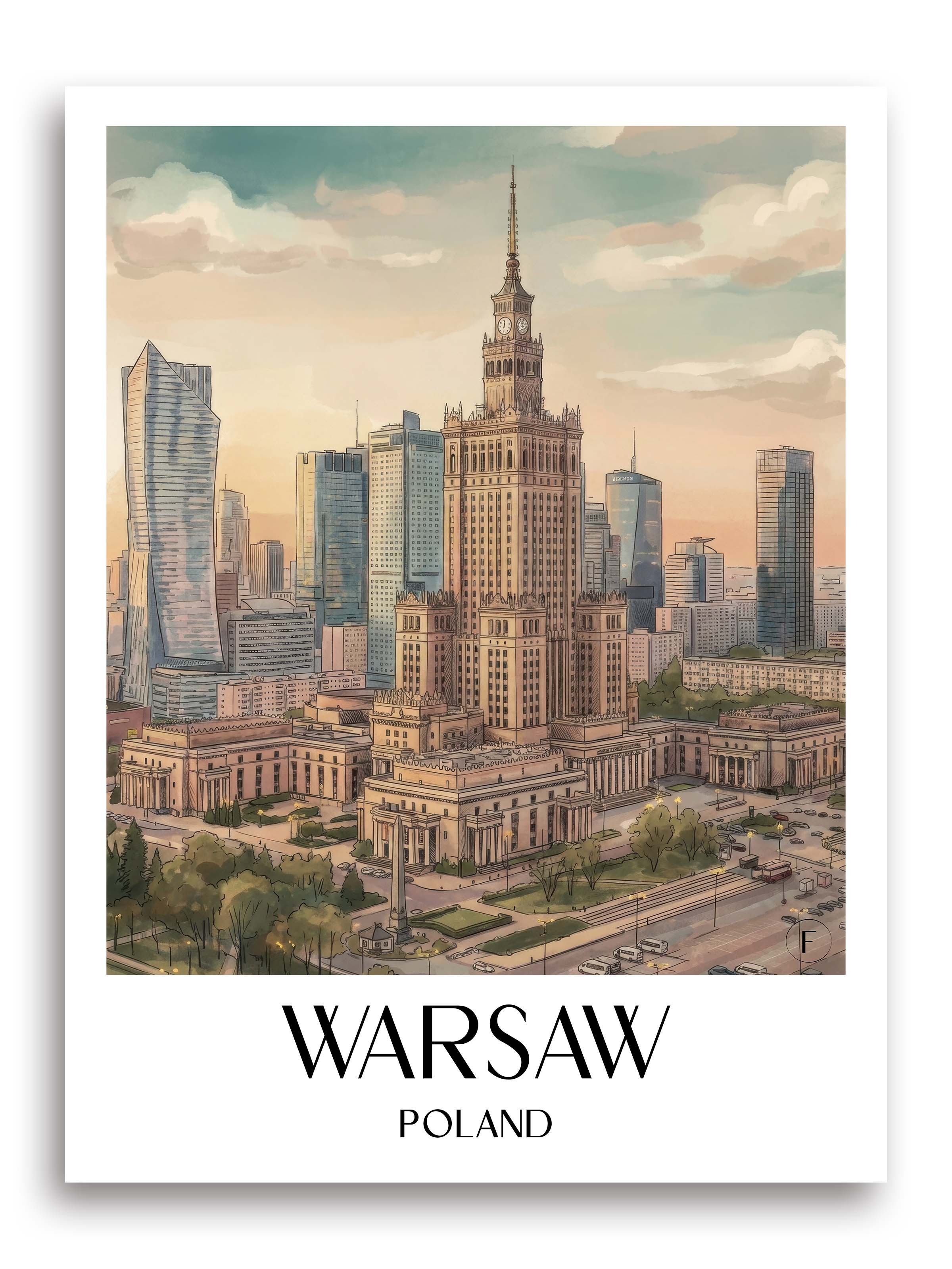 Warschau Poster - Polen Kunstdruck - Aquarell von A4 bis A1 - favplace