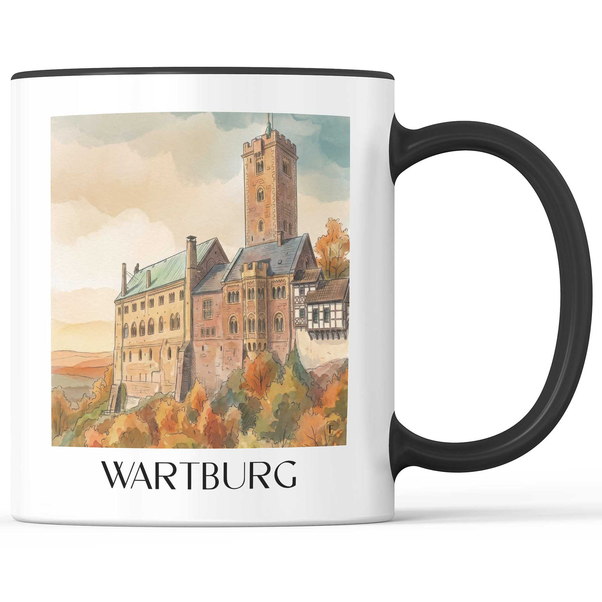 wartburg-thüringer-wald-deutschland-kaffeebecher-aquarell