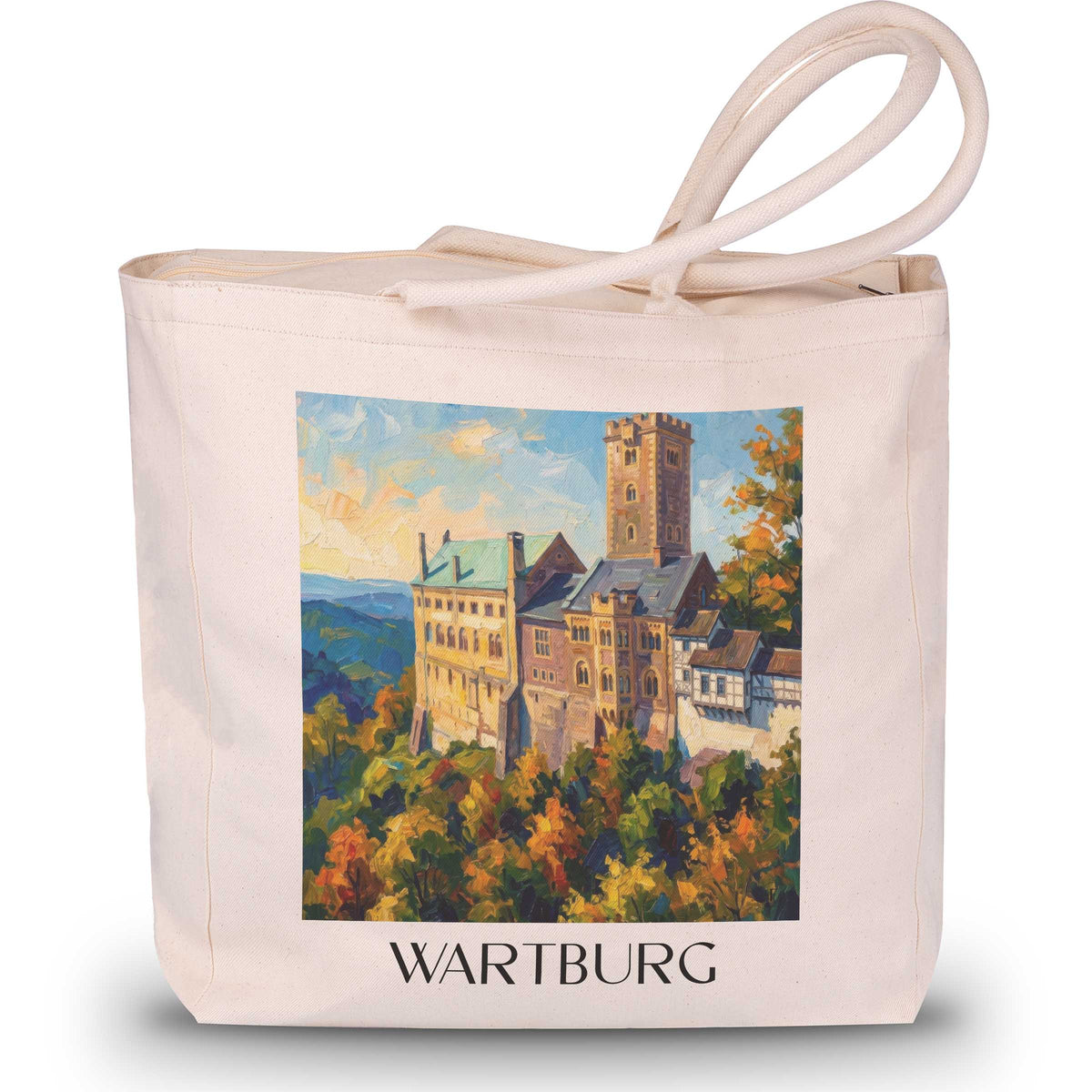 wartburg-thüringer-wald-deutschland-einkaufstasche-oil-painting-oelgemaelde
