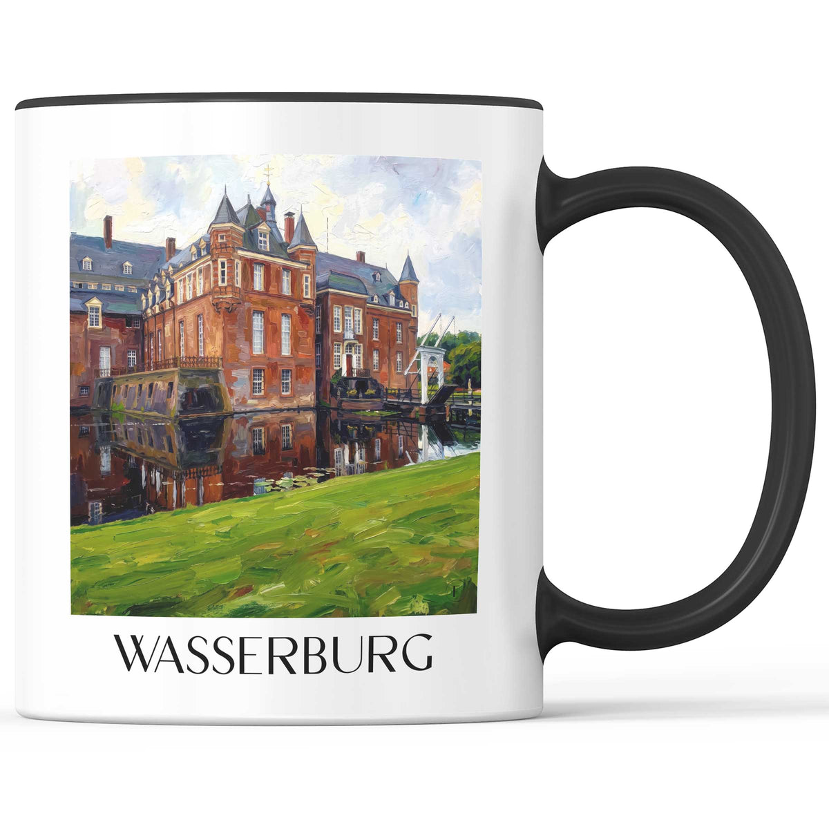 Wasserburg Kaffeebecher - Anholt - Deutschland Becher - Kaffeetasse im Ölgemälde Stil
