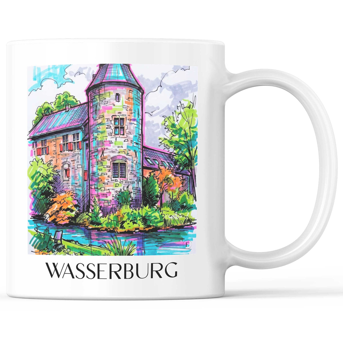 Wasserburg Kaffeebecher - Ratingen - Deutschland Becher - Kaffeetasse im Tag Graffiti Stil - favplace