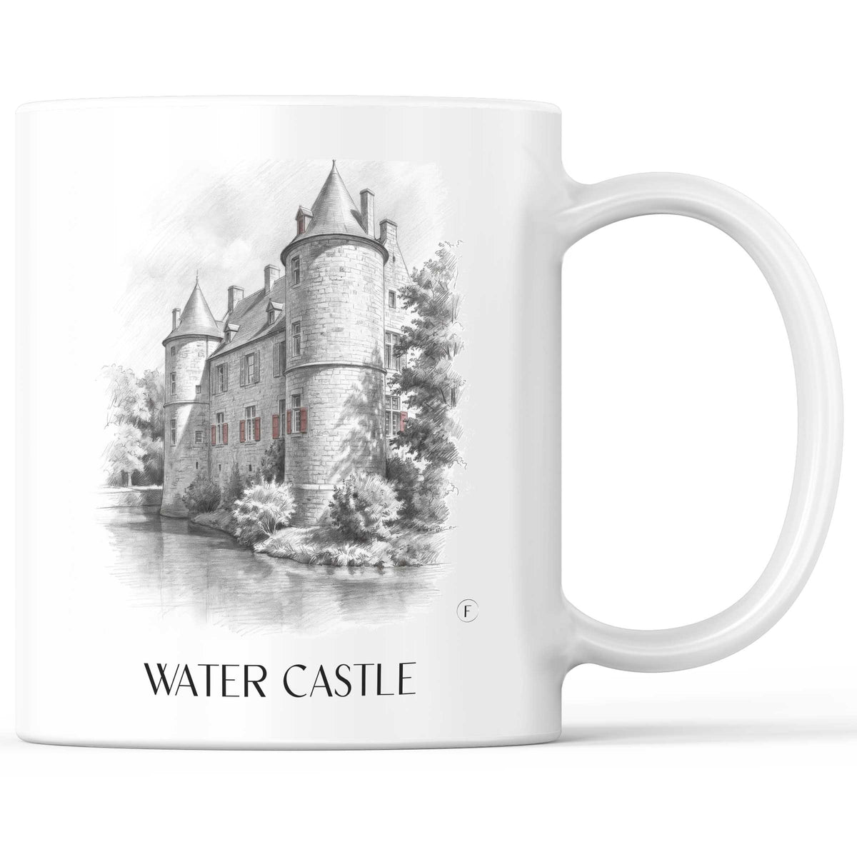 Wasserburg Kaffeebecher - Ratingen - Deutschland Becher - Kaffeetasse im Zeichnung Stil - favplace
