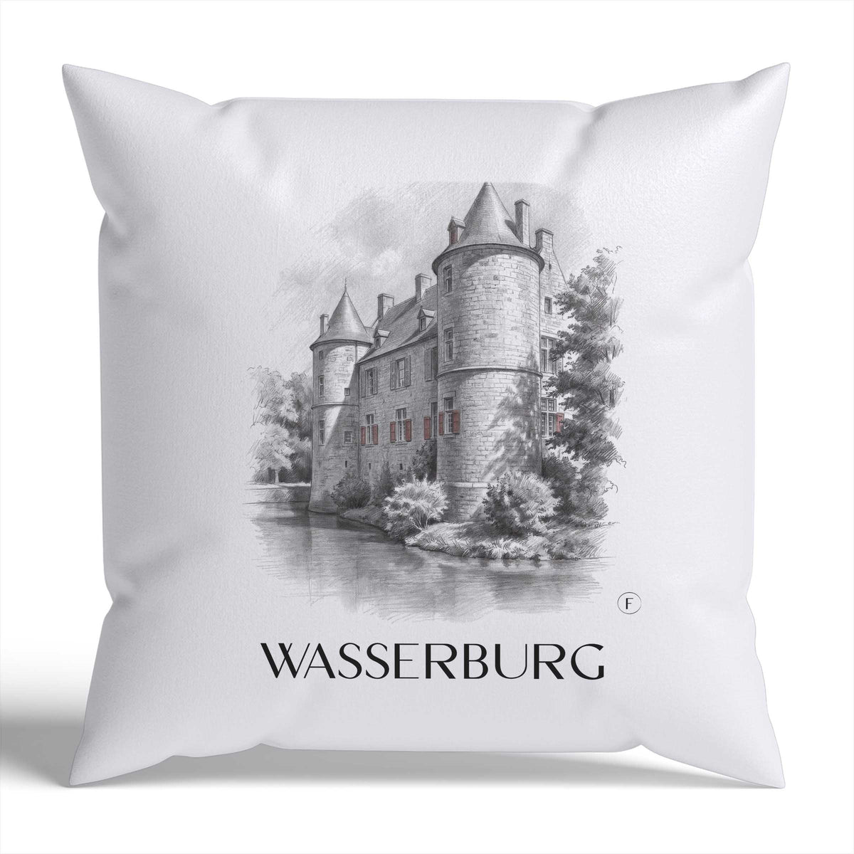 wasserburg-ratingen-deutschland-kissenbezug-bleistift-zeichnung-drawing