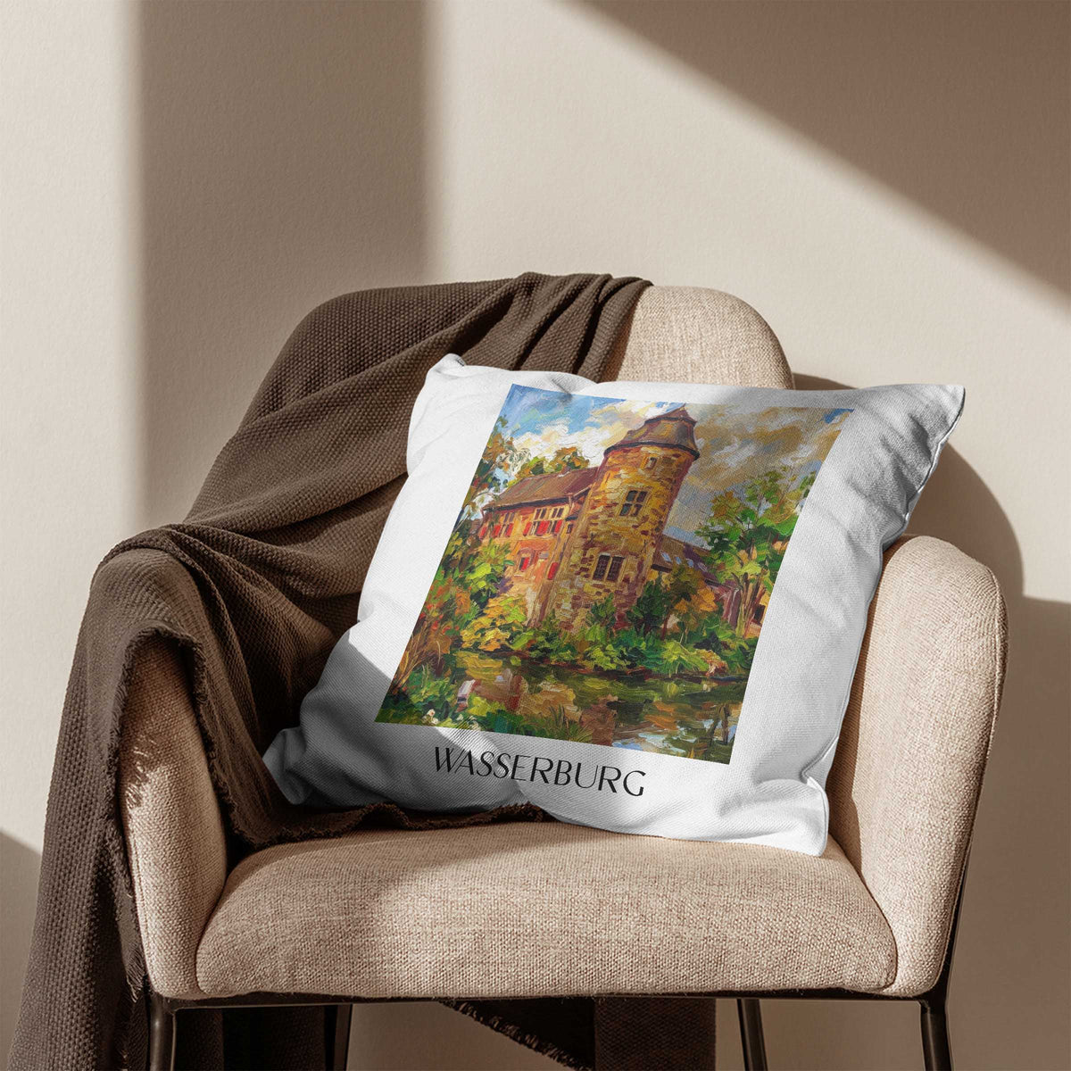 wasserburg-ratingen-deutschland-kissenbezug-oil-painting-oelgemaelde
